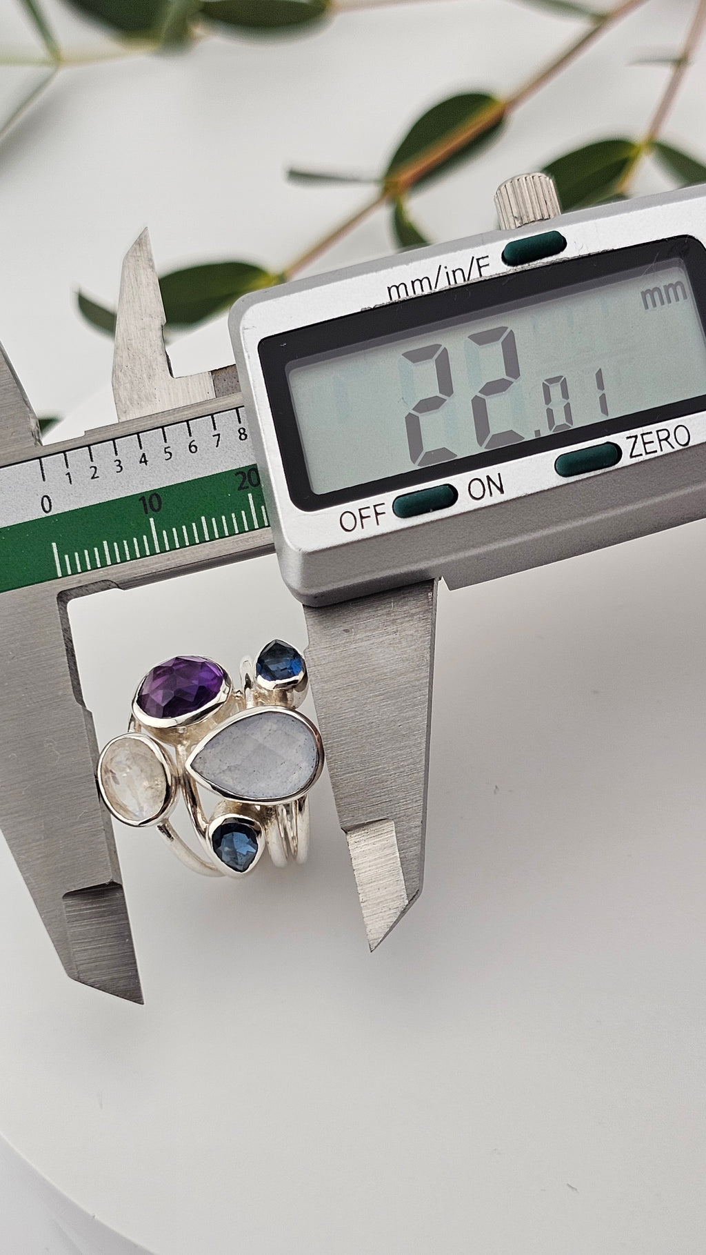 925 Sterling Silver Multigemstone Statement Ring , size P 1/2