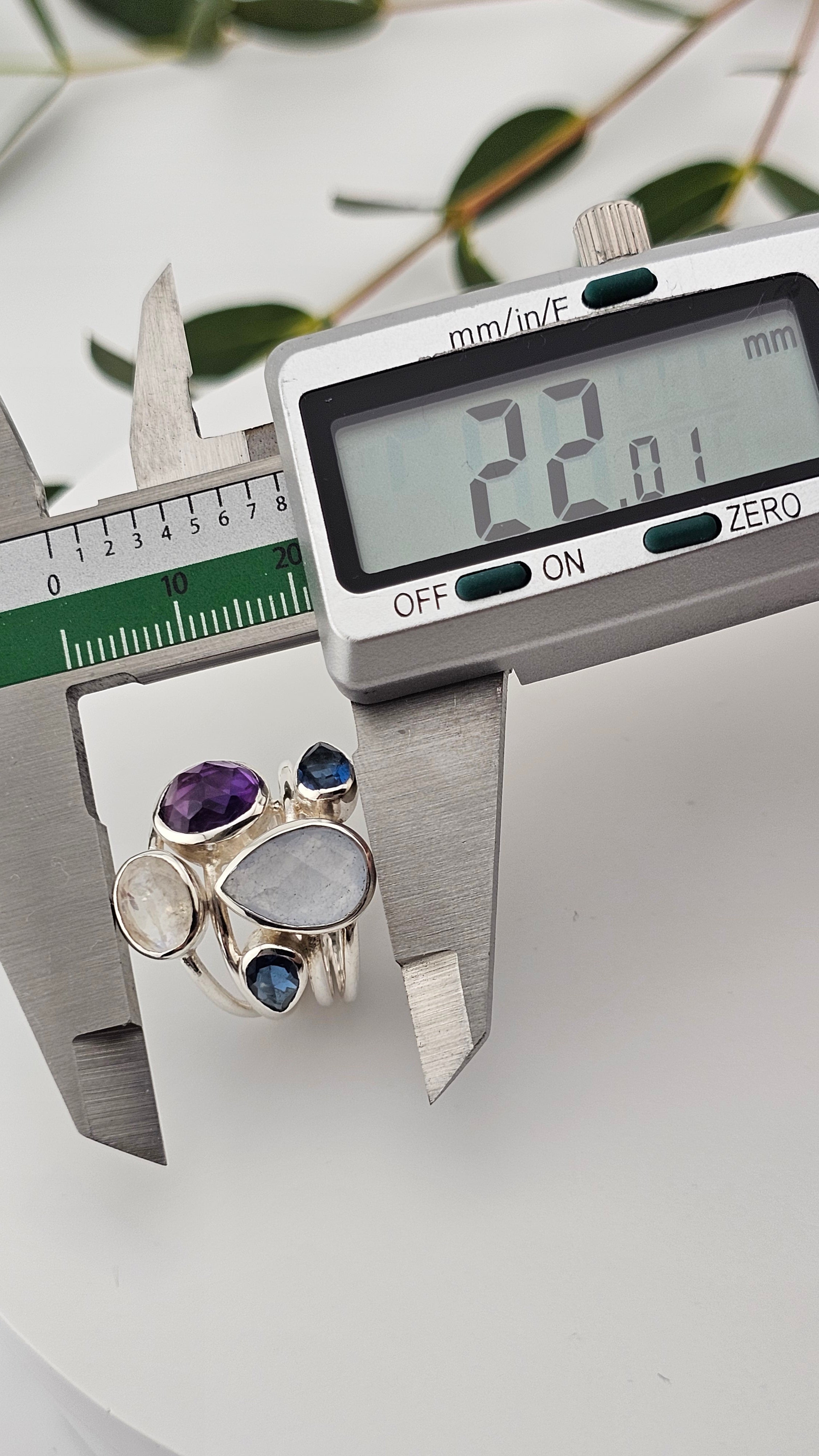 925 Sterling Silver Multigemstone Statement Ring , size P 1/2