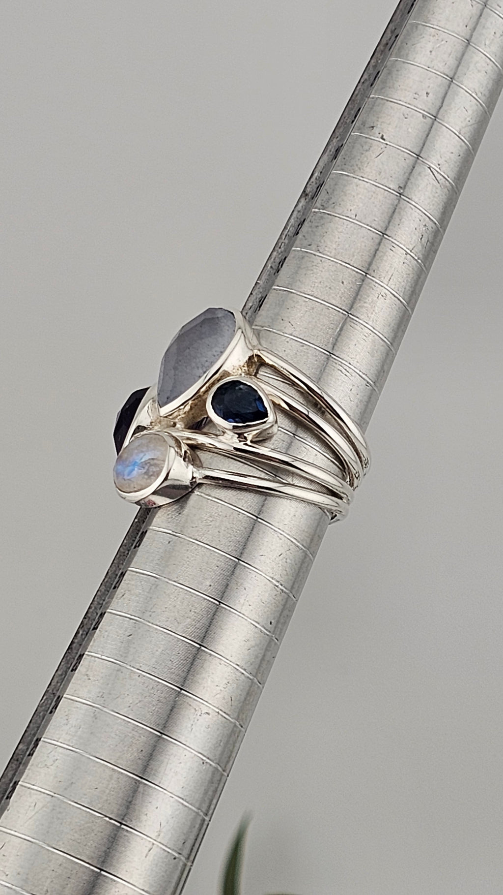 925 Sterling Silver Multigemstone Statement Ring , size P 1/2