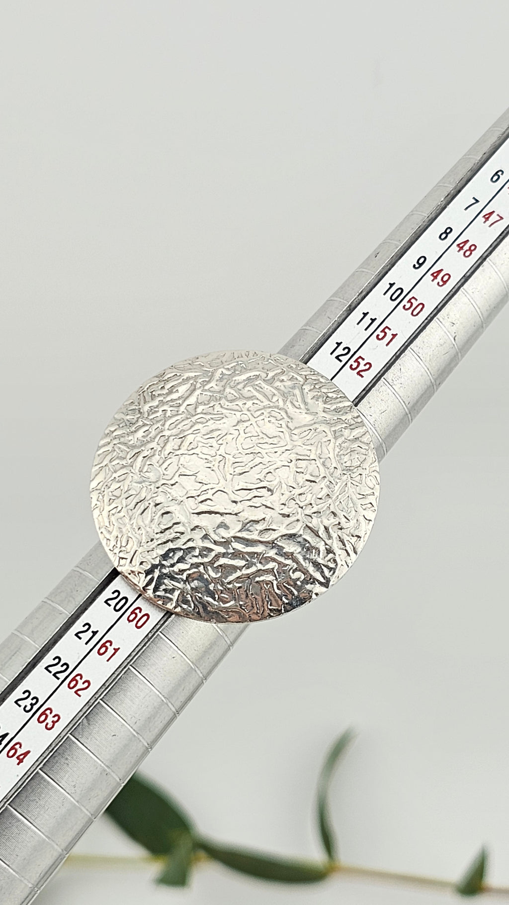 925 Sterling Silver Large,Round, Textured Statement Ring,size O 1/2