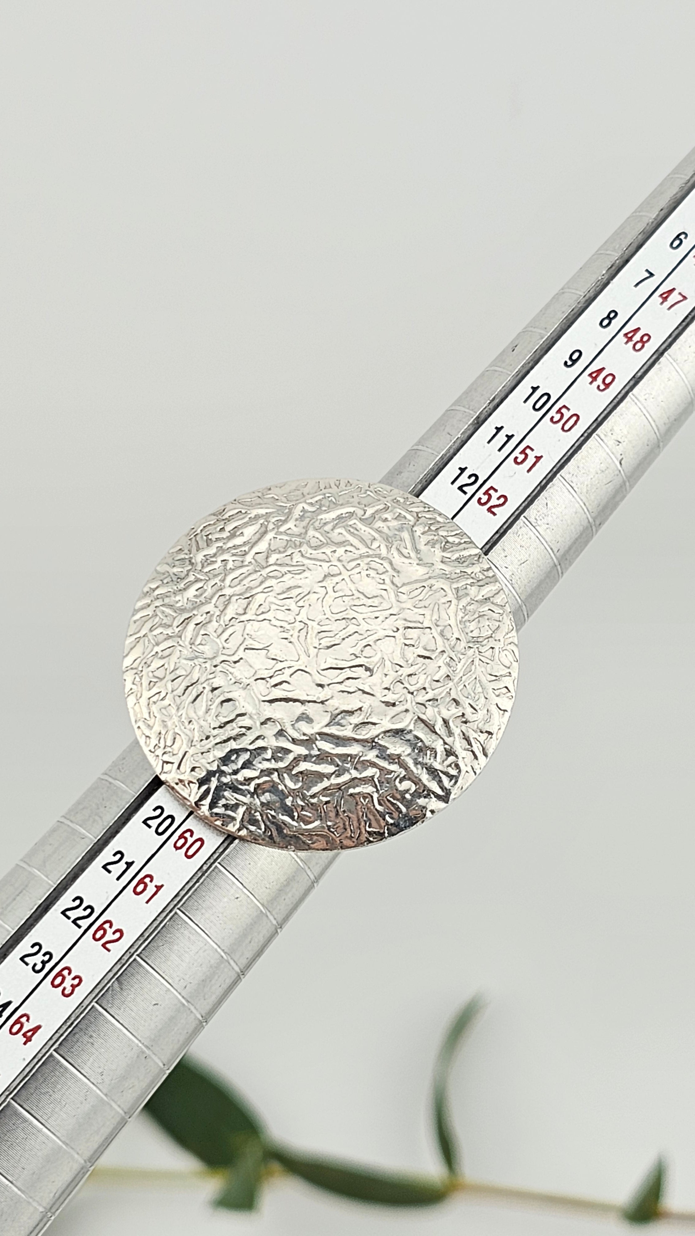 925 Sterling Silver Large,Round, Textured Statement Ring,size O 1/2