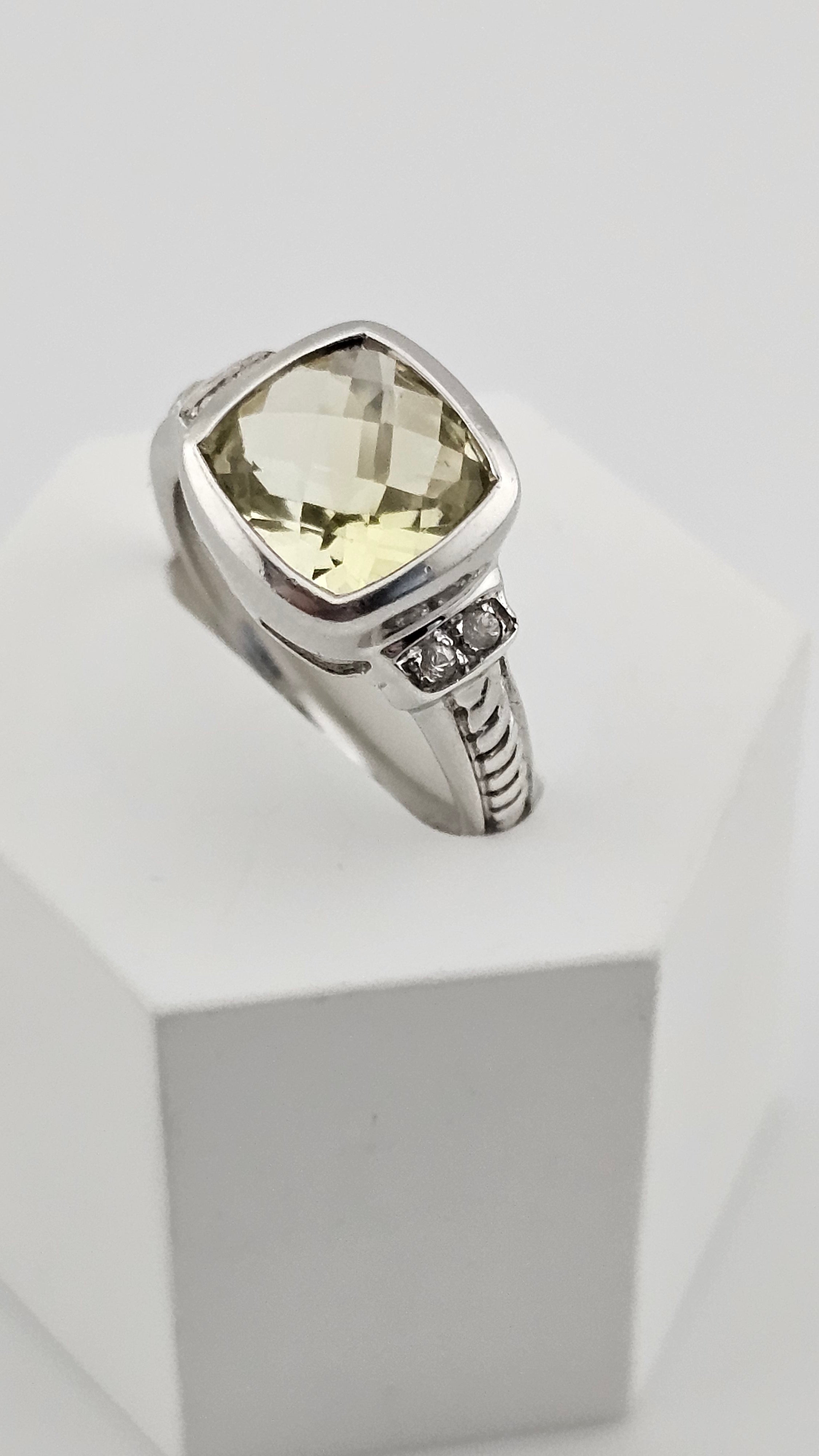 925 Sterling Ring set with Natural Lemon Quartz, size M 1/2