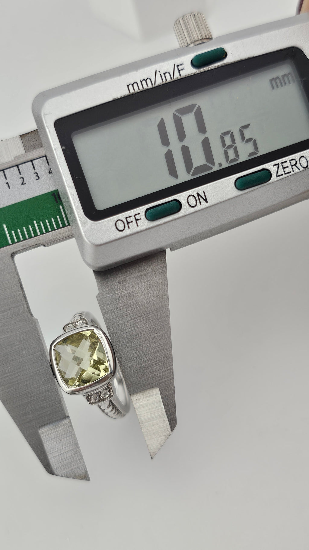 925 Sterling Ring set with Natural Lemon Quartz, size M 1/2