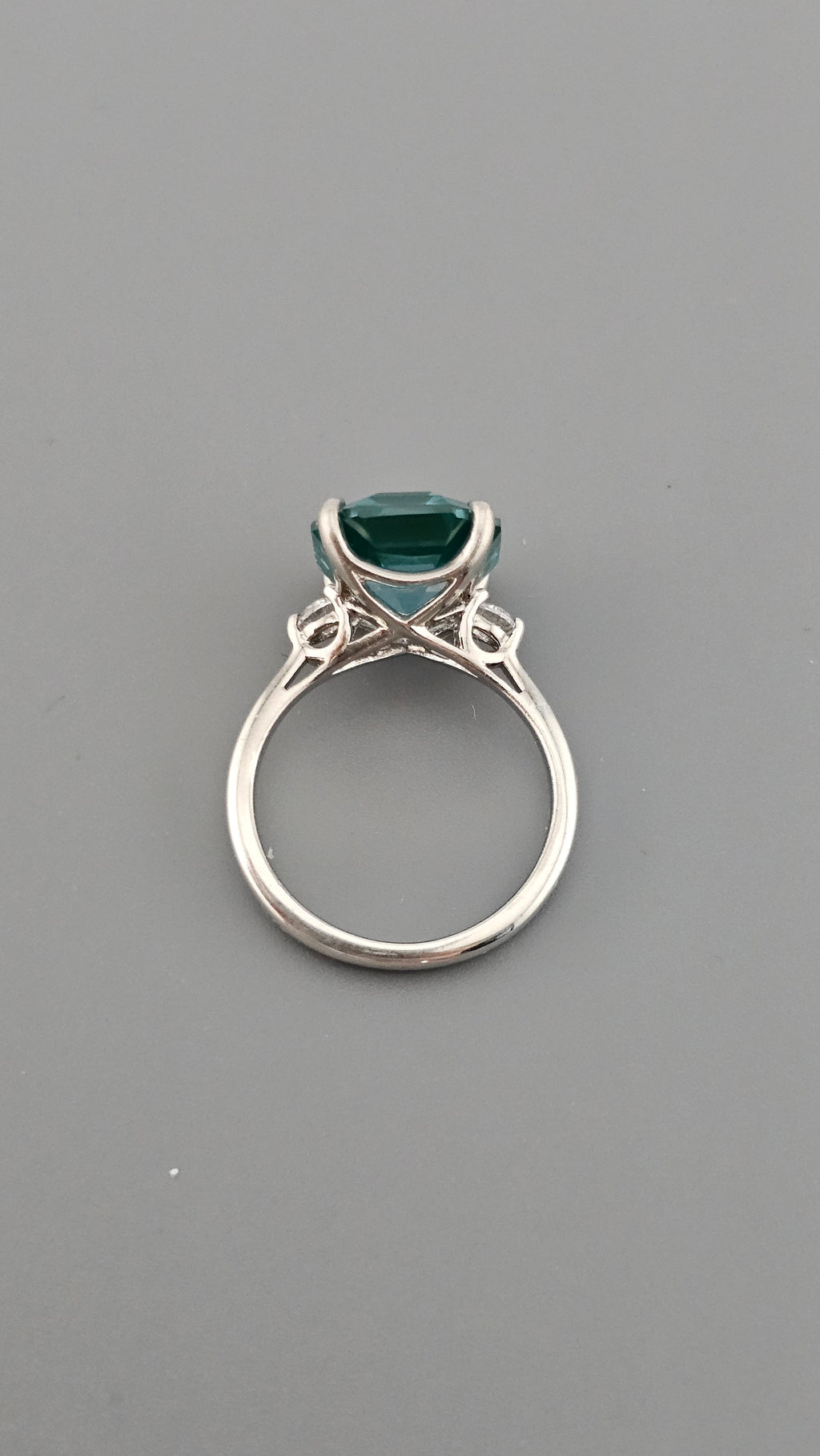 925 Sterling Silver Three Stone Set Ring,size M