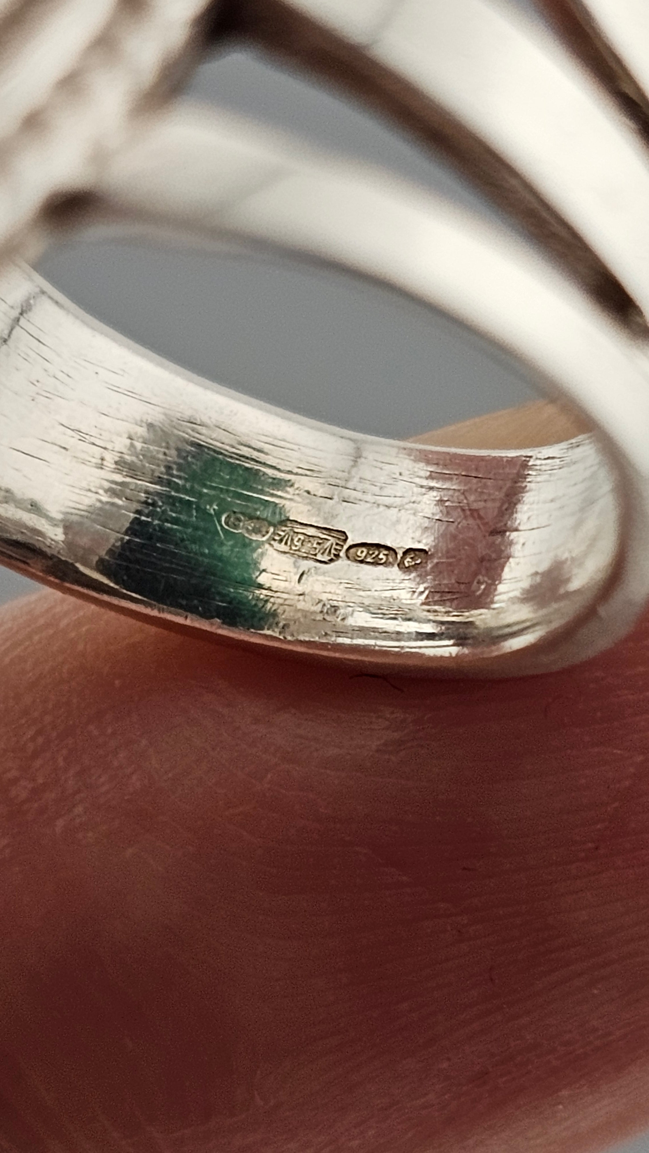 925 Sterling Silver Statement Ring set with Natural Green Onyx,size O