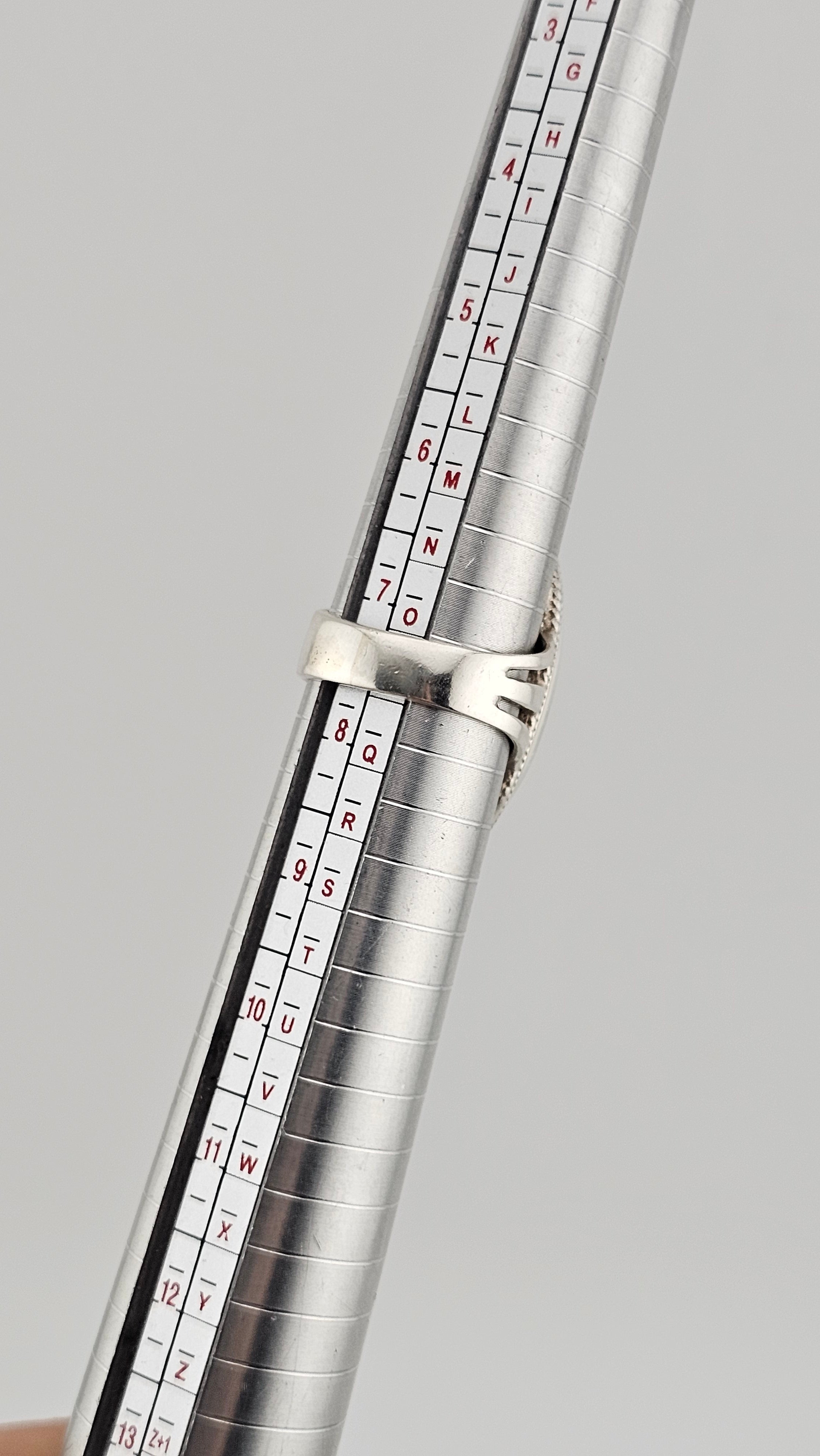 925 Sterling Silver Statement Ring set with Natural Green Onyx,size O