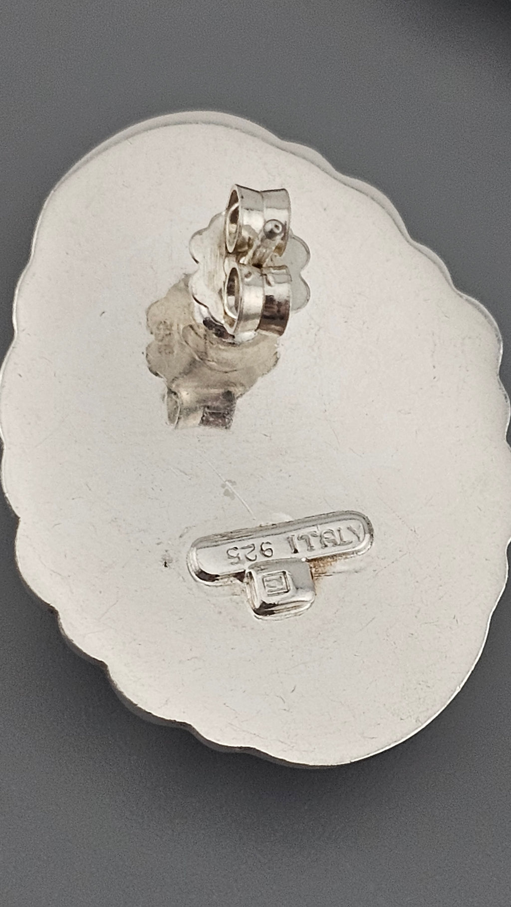 Vintage  Solid 925 Sterling Silver Puffy Large Stud Earrings