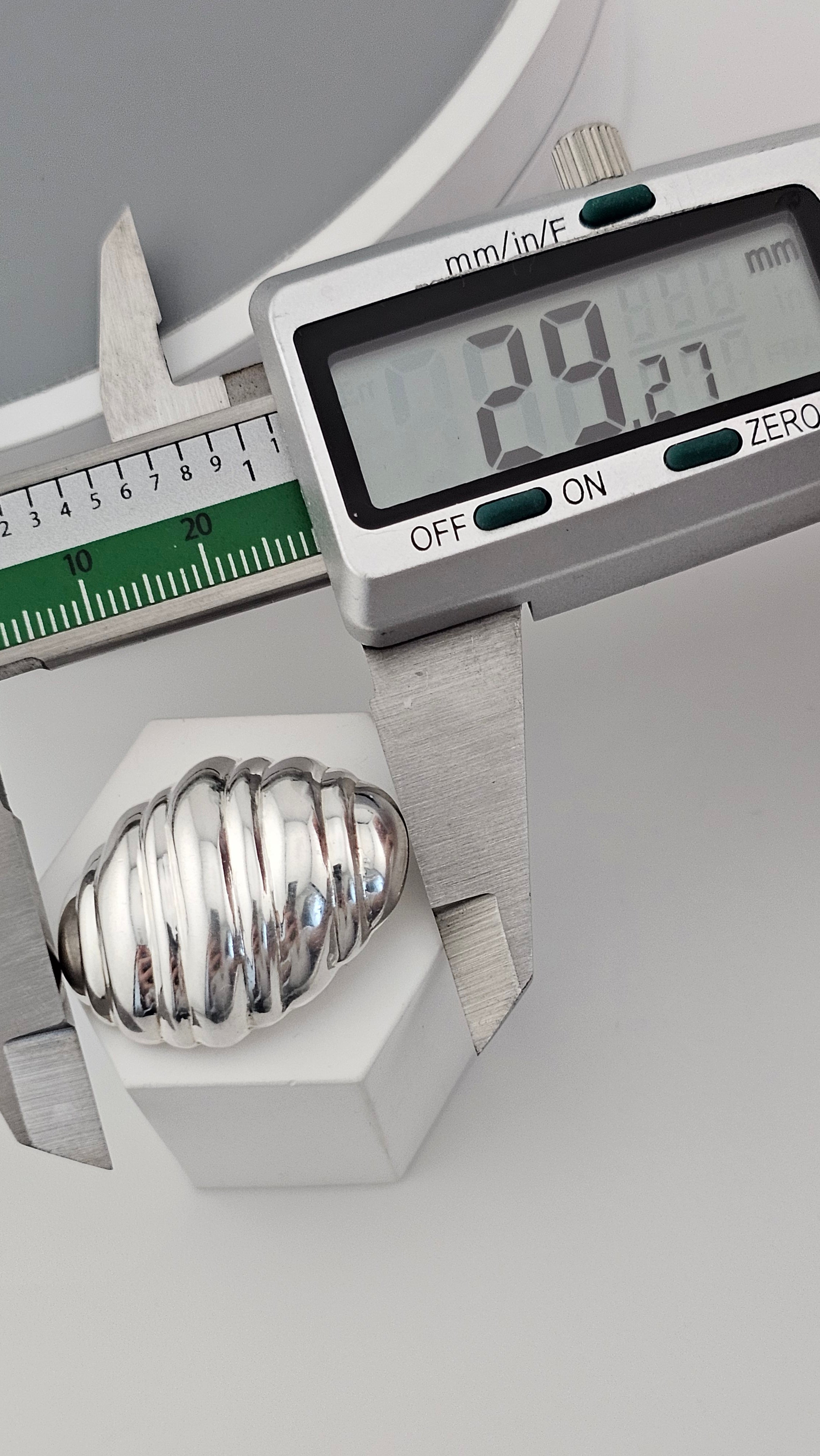 Vintage  Solid 925 Sterling Silver Puffy Large Stud Earrings