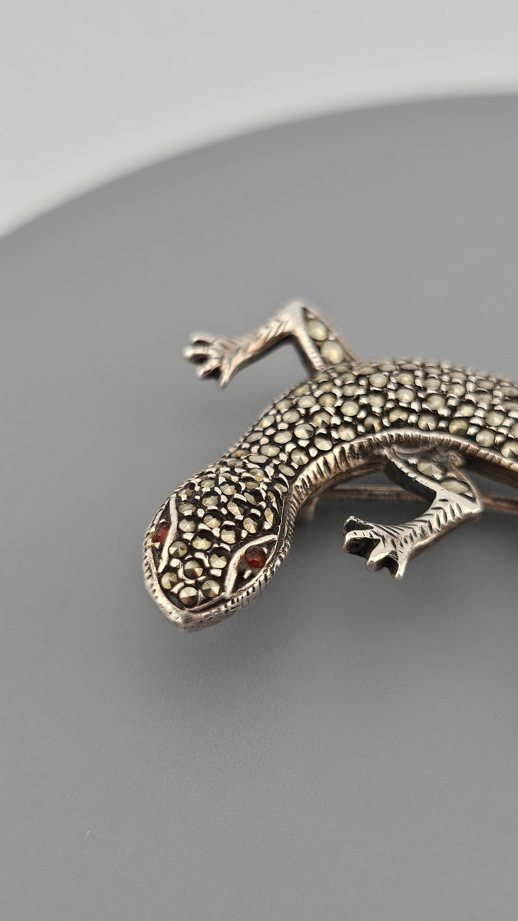 Vintage 925 Sterling Silver Large Lizard Pin Brooch