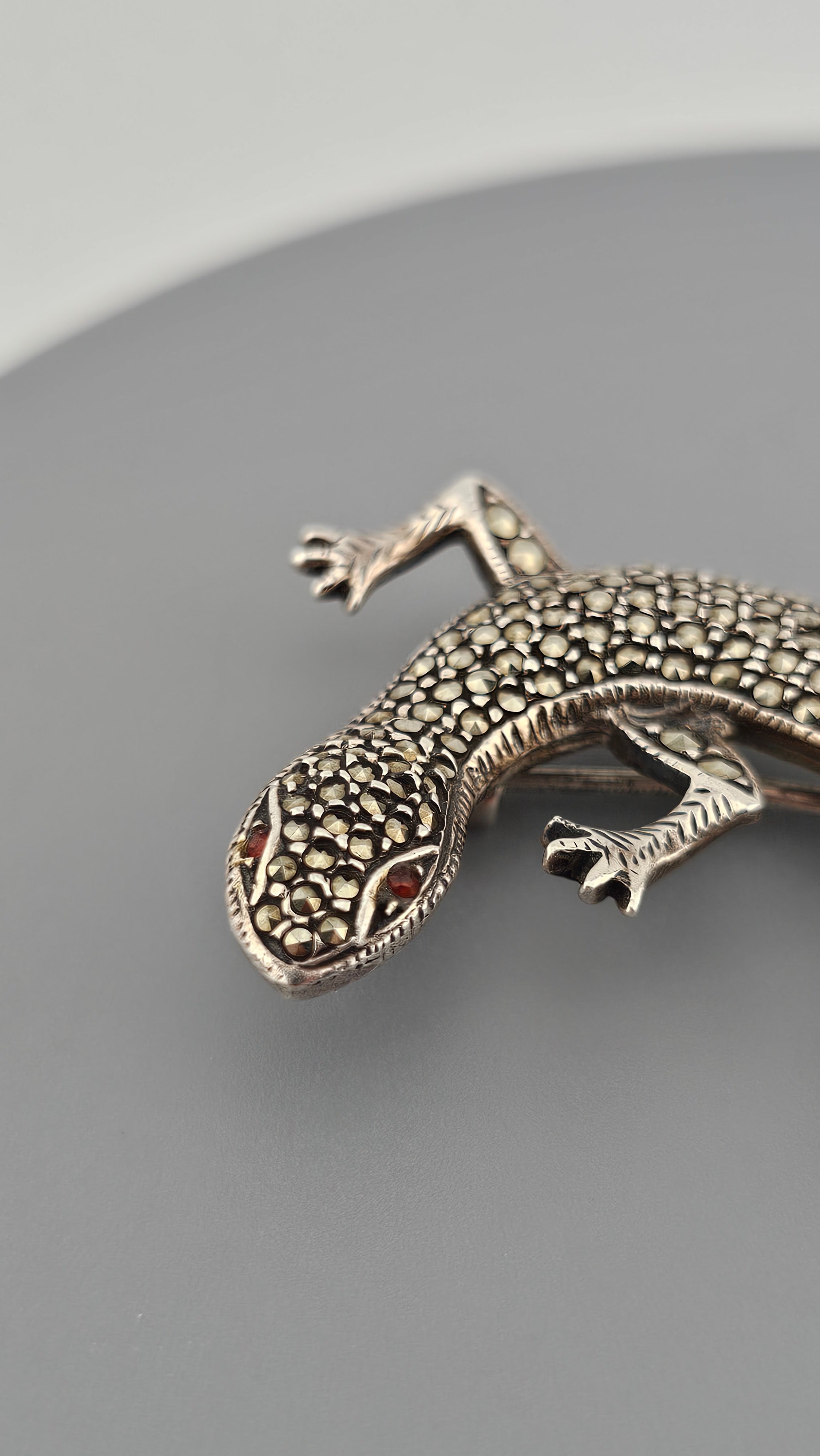 Vintage 925 Sterling Silver Large Lizard Pin Brooch