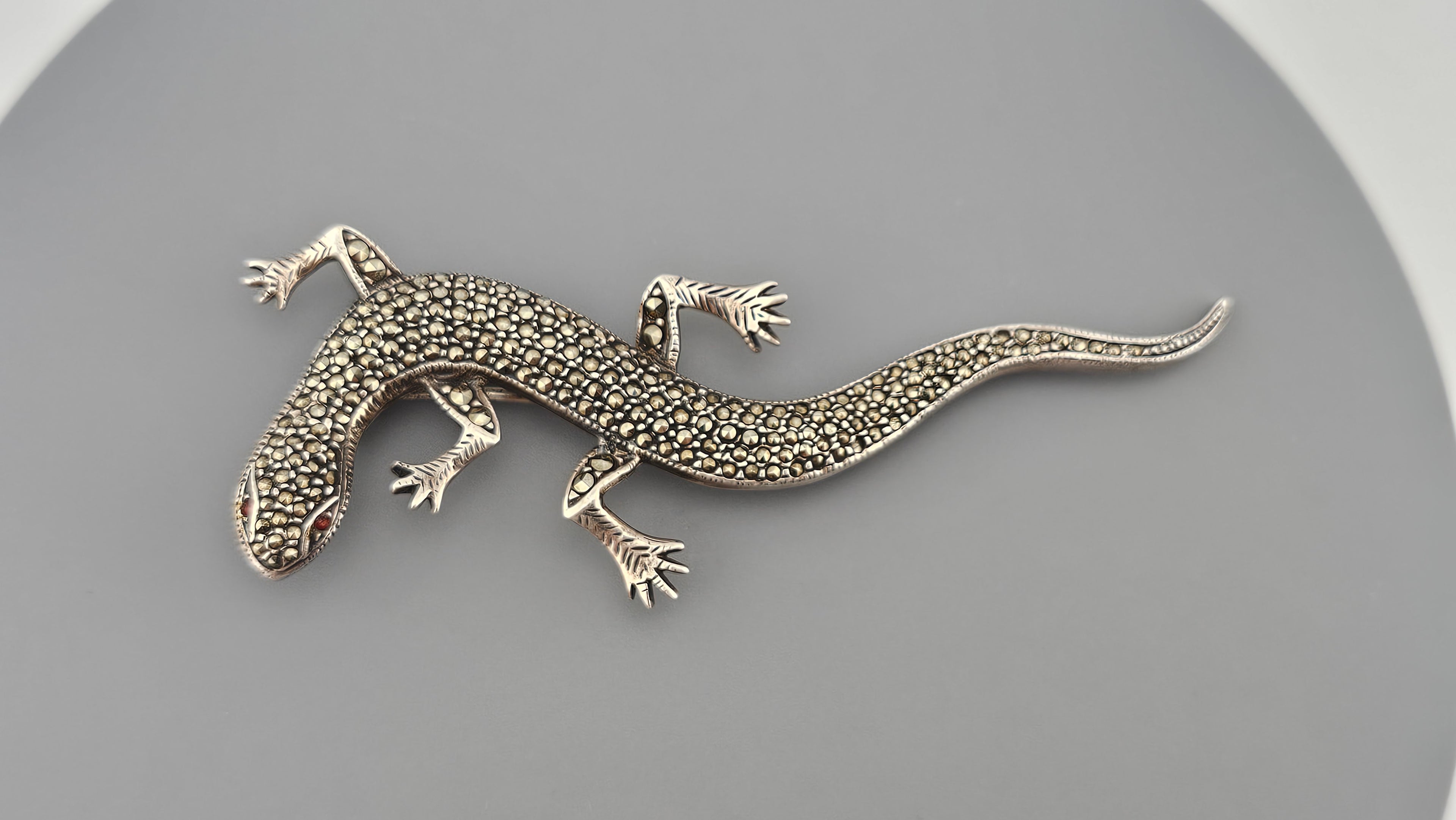 Vintage 925 Sterling Silver Large Lizard Pin Brooch
