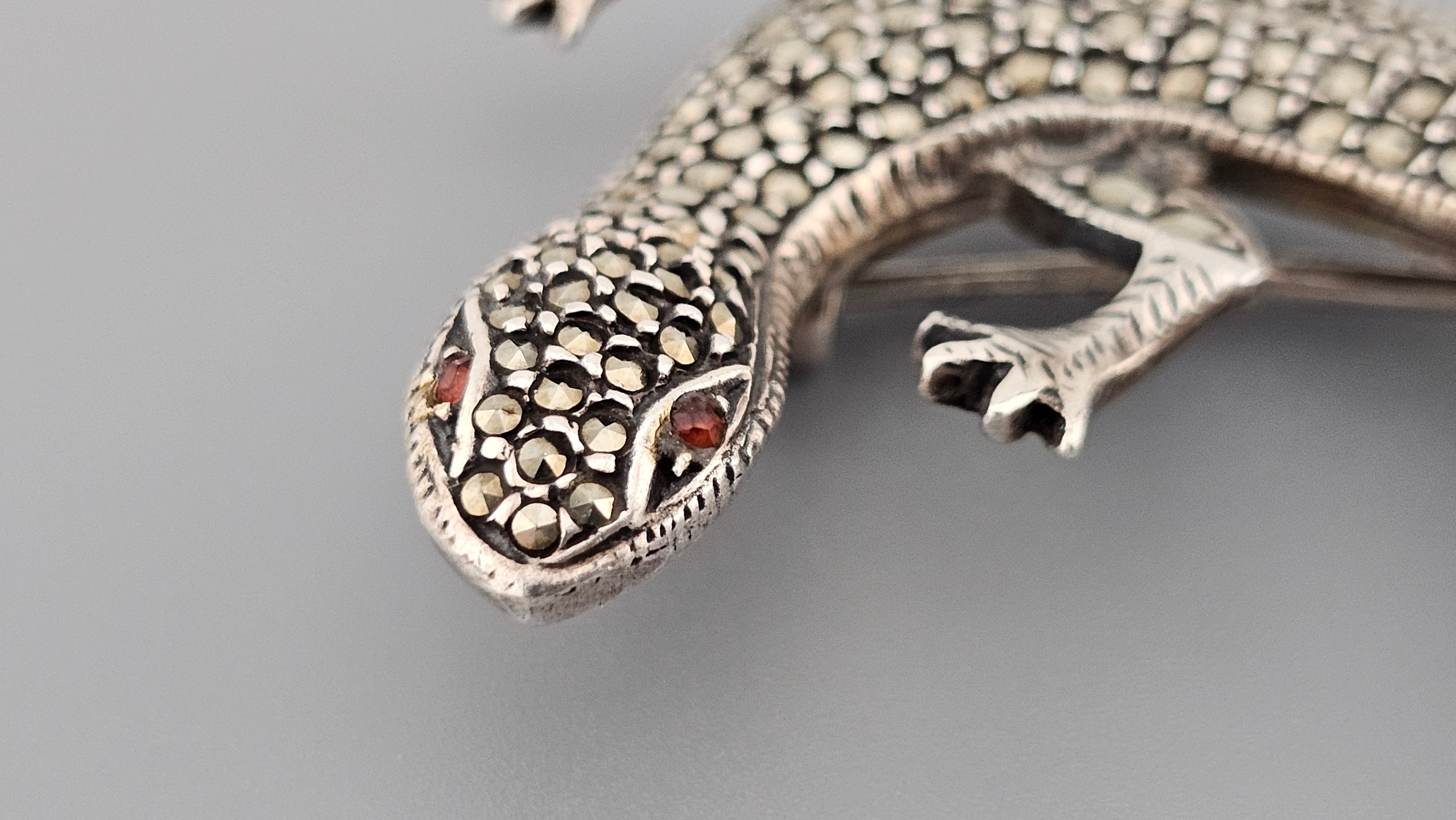 Vintage 925 Sterling Silver Large Lizard Pin Brooch