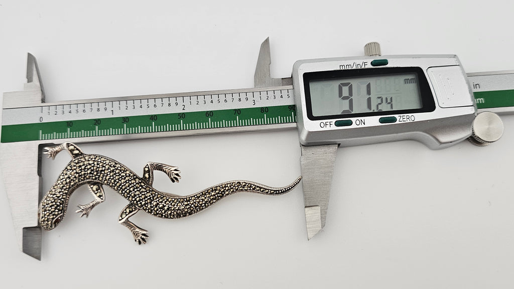 Vintage 925 Sterling Silver Large Lizard Pin Brooch
