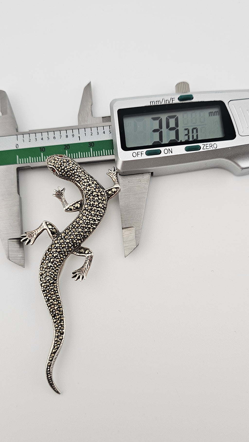 Vintage 925 Sterling Silver Large Lizard Pin Brooch