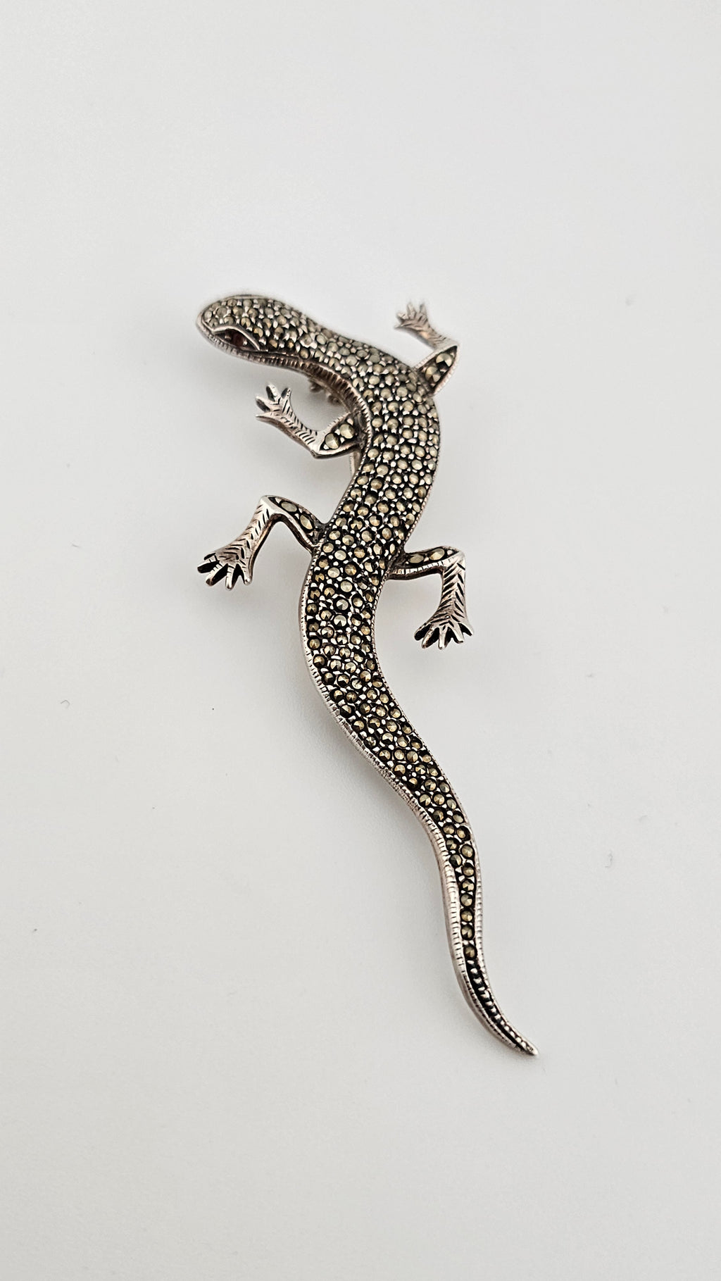 Vintage 925 Sterling Silver Large Lizard Pin Brooch