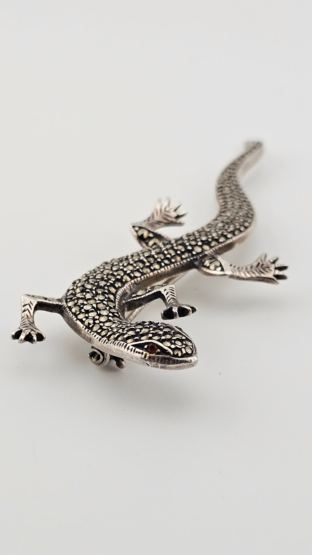 Vintage 925 Sterling Silver Large Lizard Pin Brooch