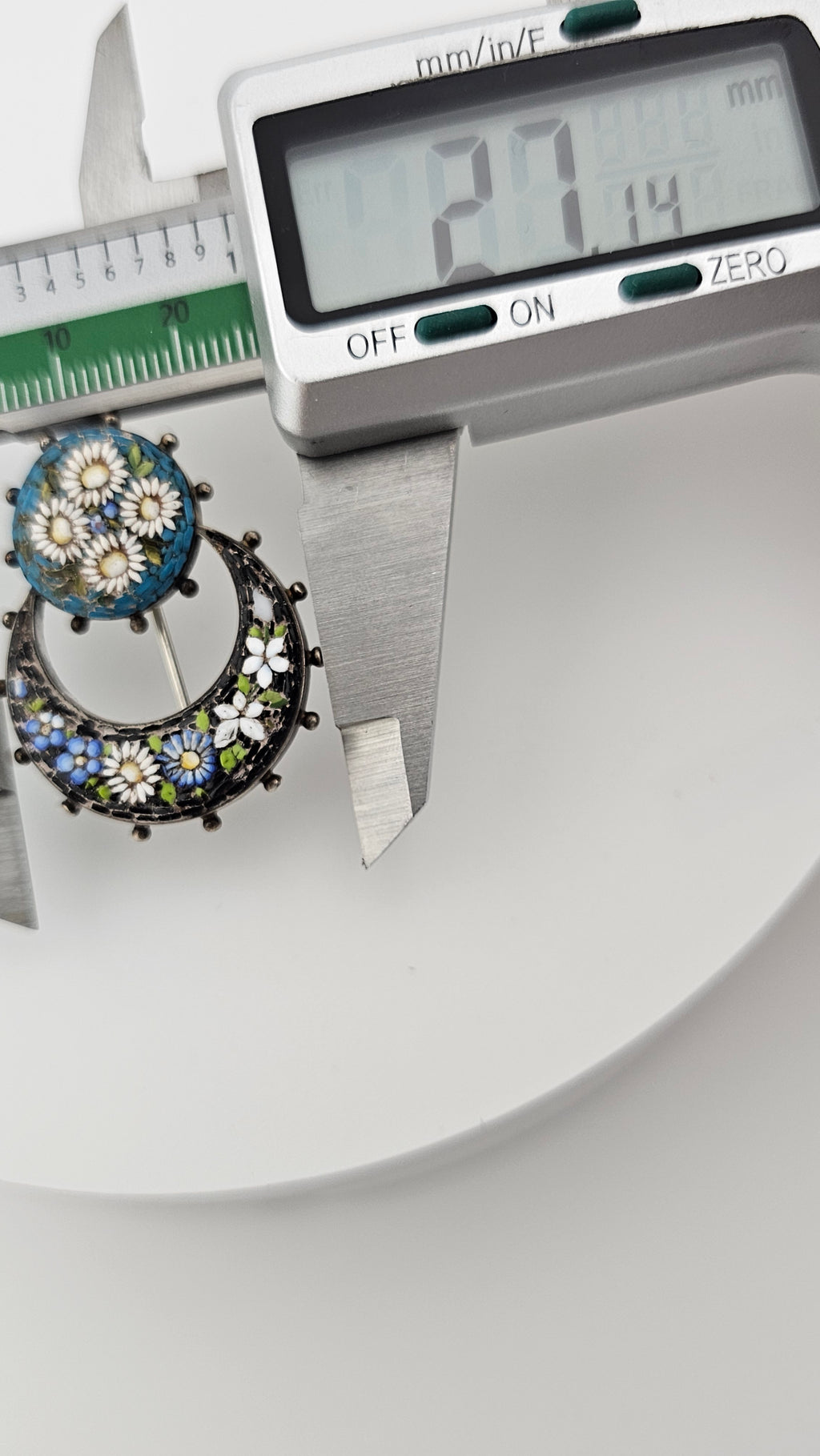 Antique Silver Italian Micro Mosaic Honeymoon Brooch