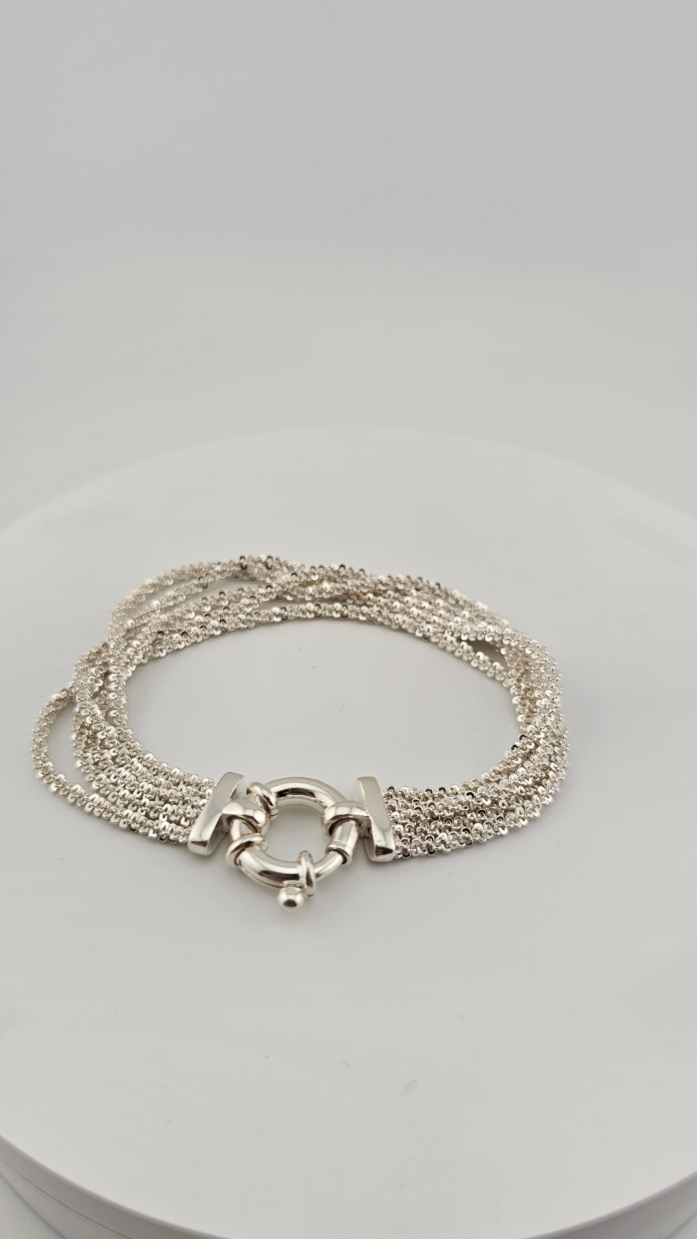 925 Sterling Silver MILOR Italy Fancy Chain  Multi  Row Bracelet