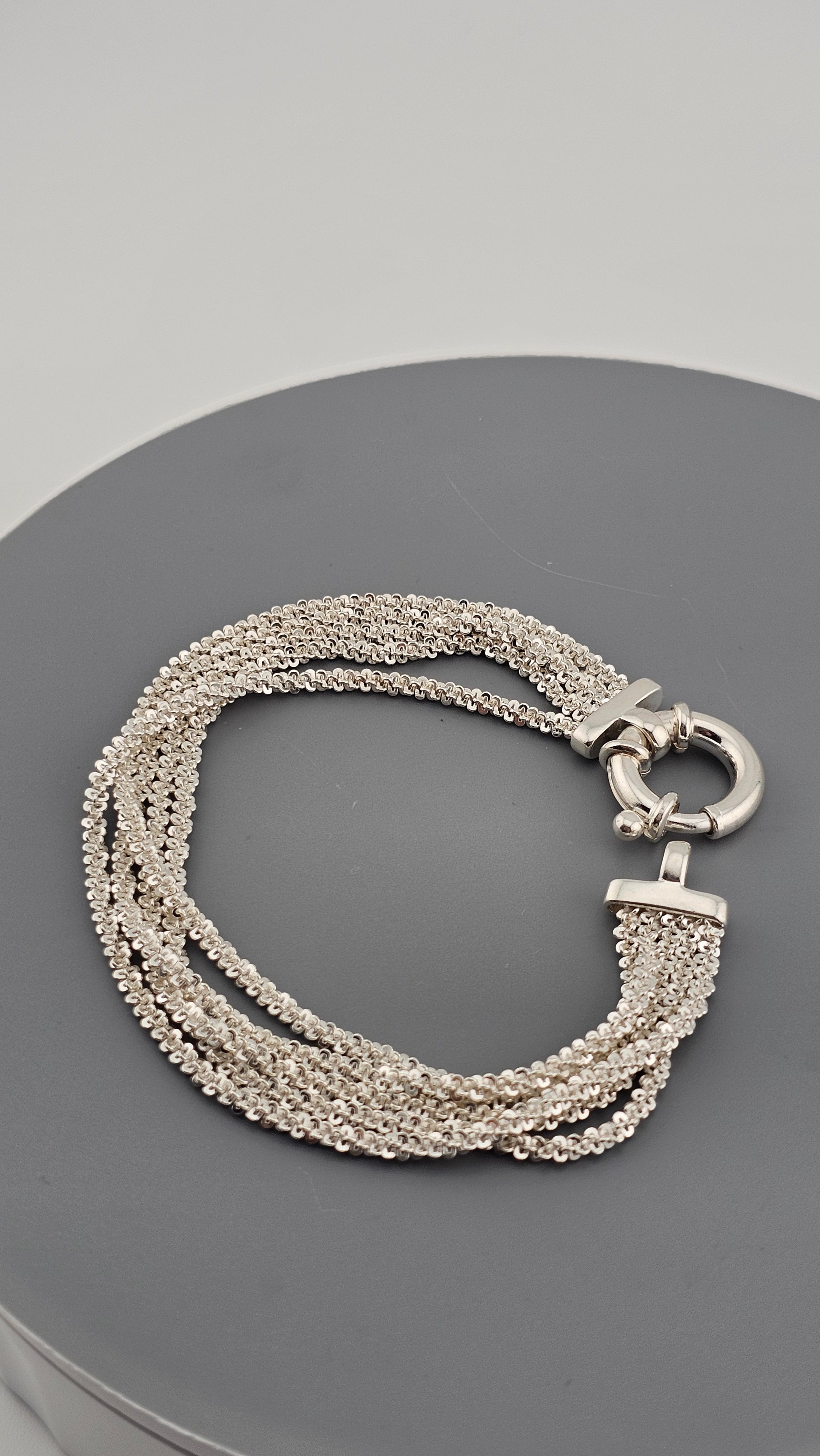 925 Sterling Silver MILOR Italy Fancy Chain  Multi  Row Bracelet