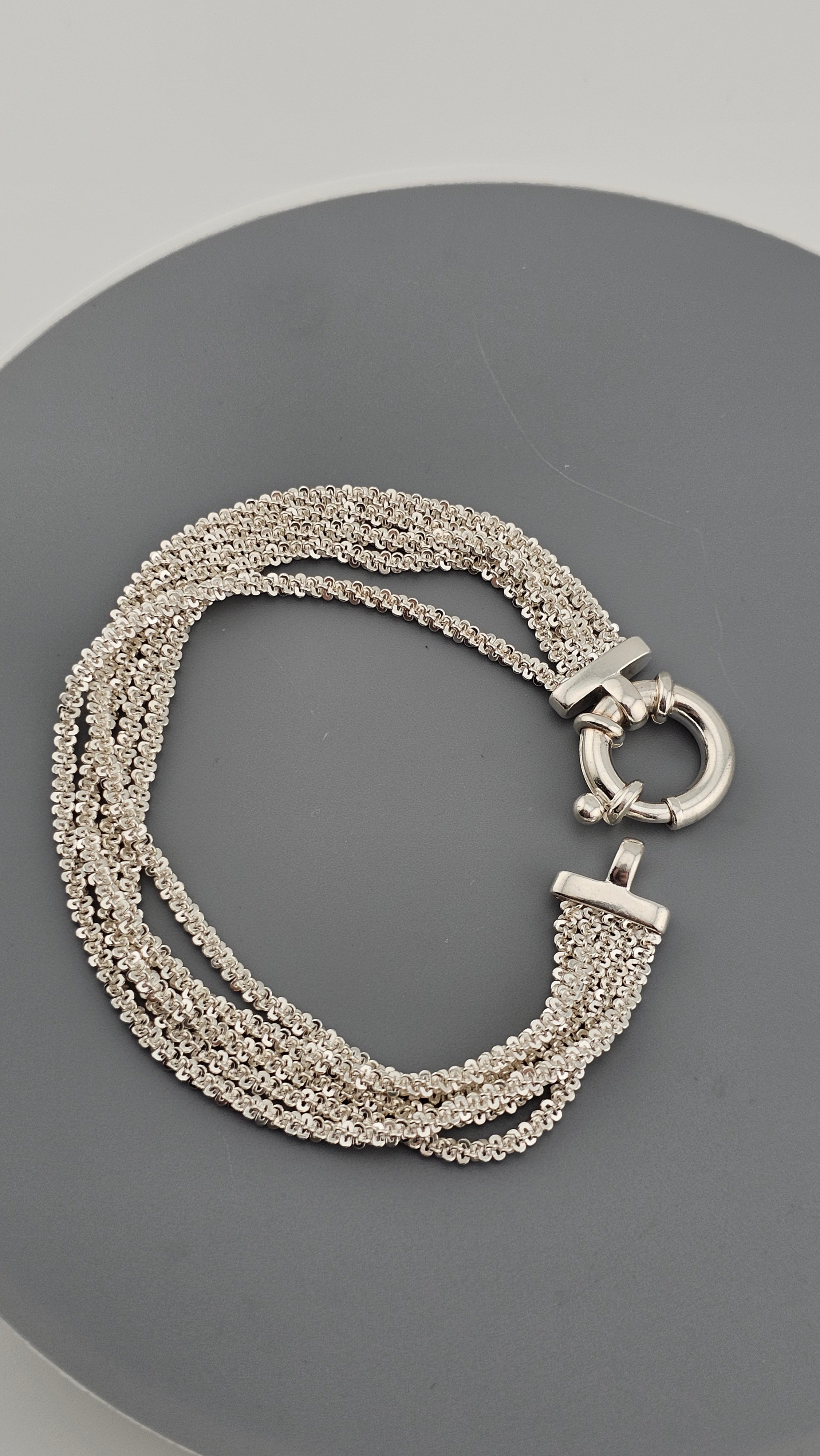 925 Sterling Silver MILOR Italy Fancy Chain  Multi  Row Bracelet