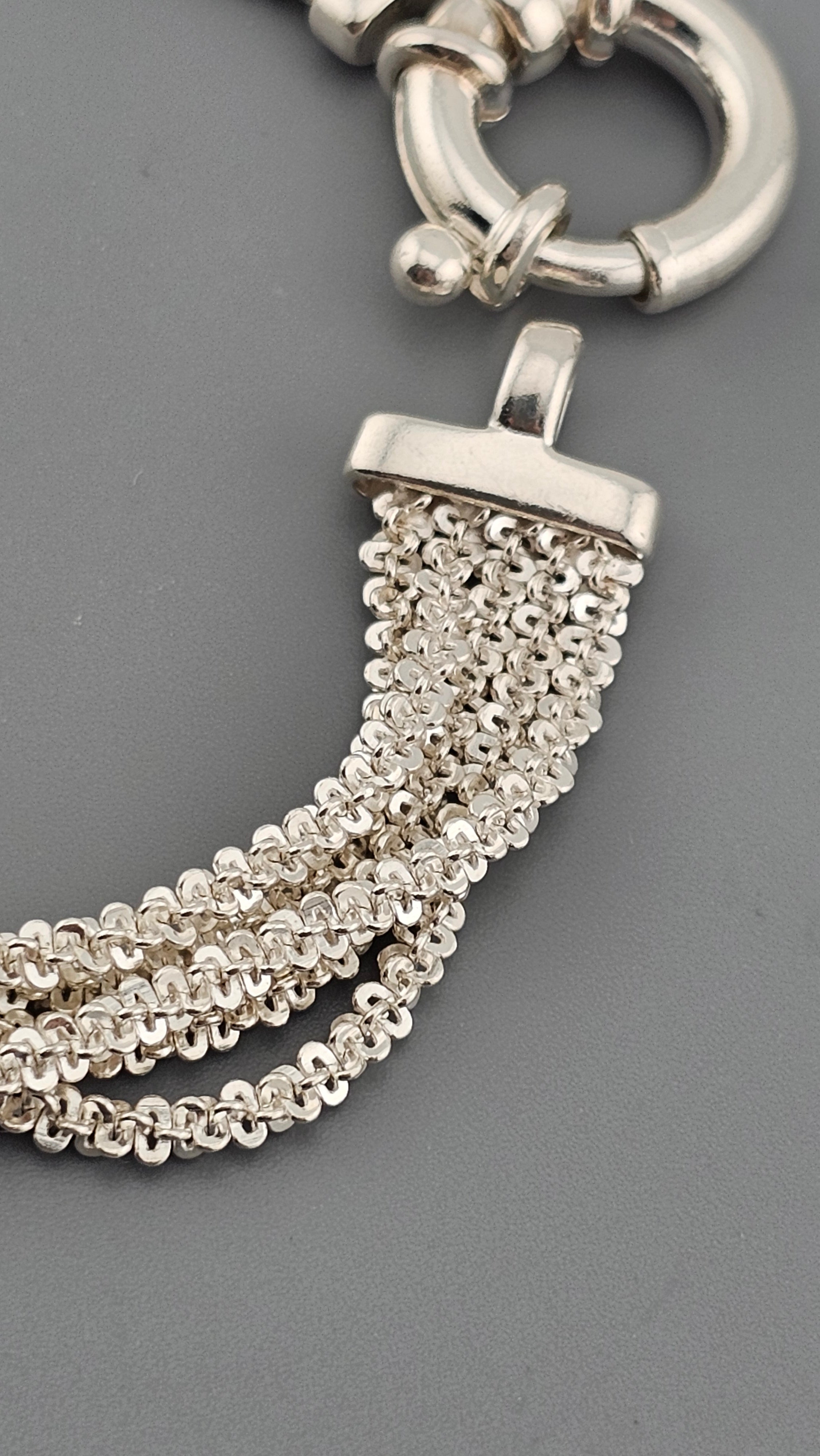 925 Sterling Silver MILOR Italy Fancy Chain  Multi  Row Bracelet