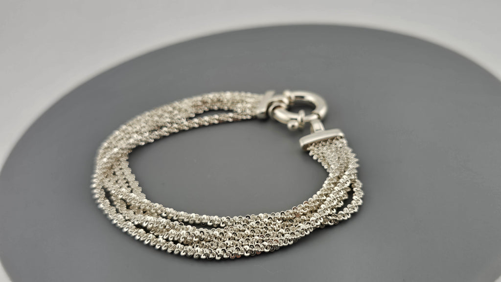 925 Sterling Silver MILOR Italy Fancy Chain  Multi  Row Bracelet