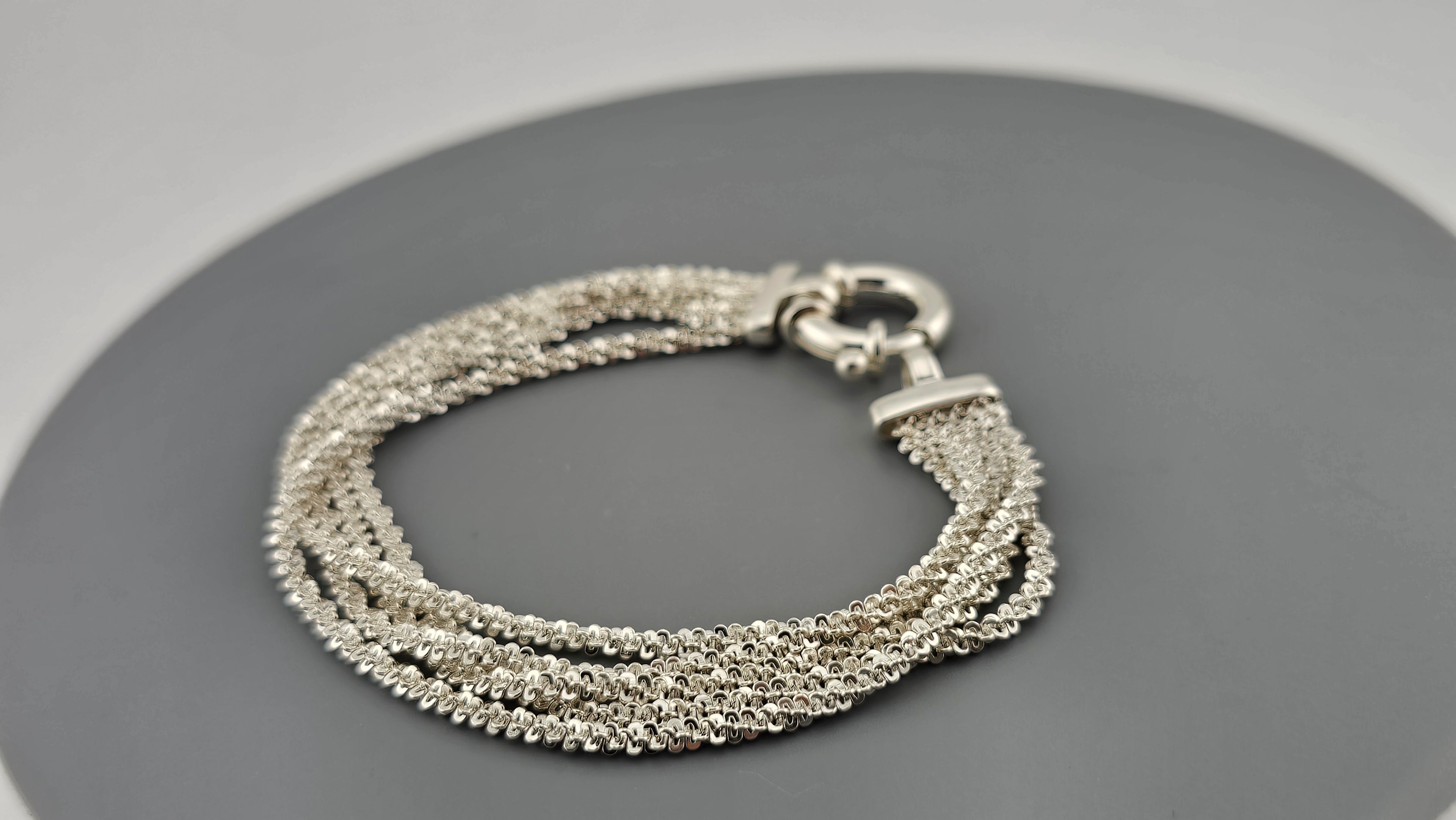 925 Sterling Silver MILOR Italy Fancy Chain  Multi  Row Bracelet