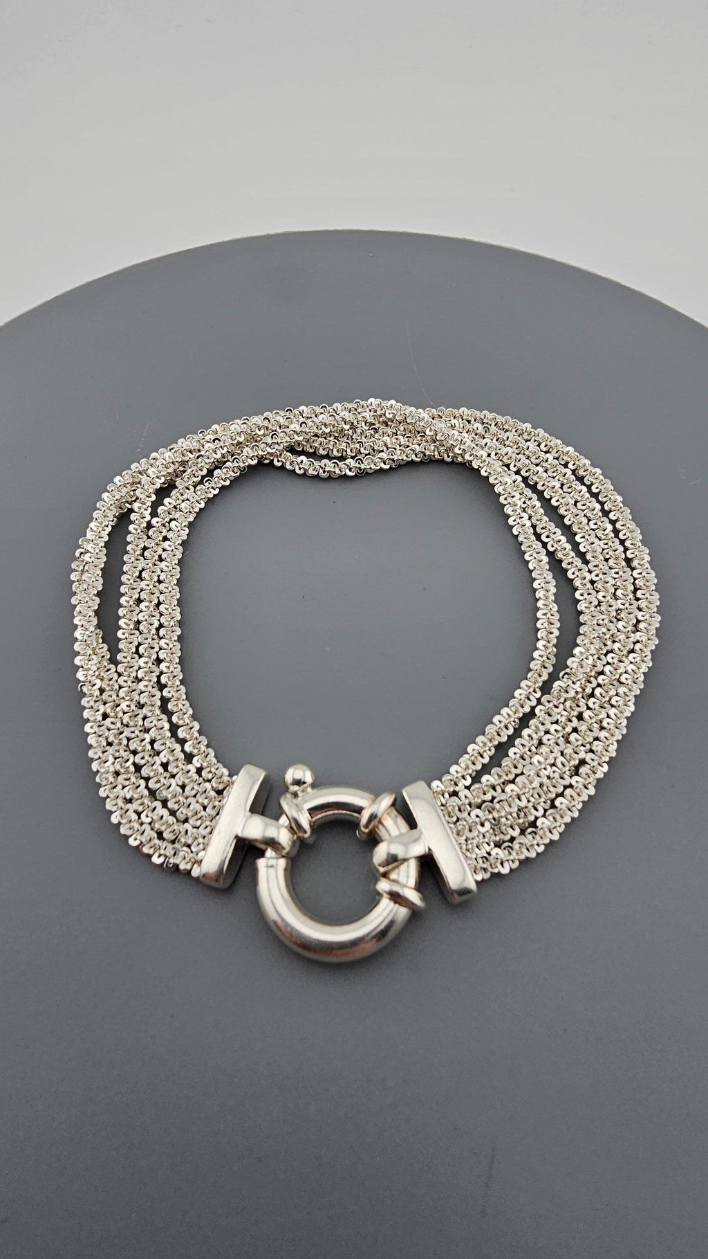 925 Sterling Silver MILOR Italy Fancy Chain  Multi  Row Bracelet