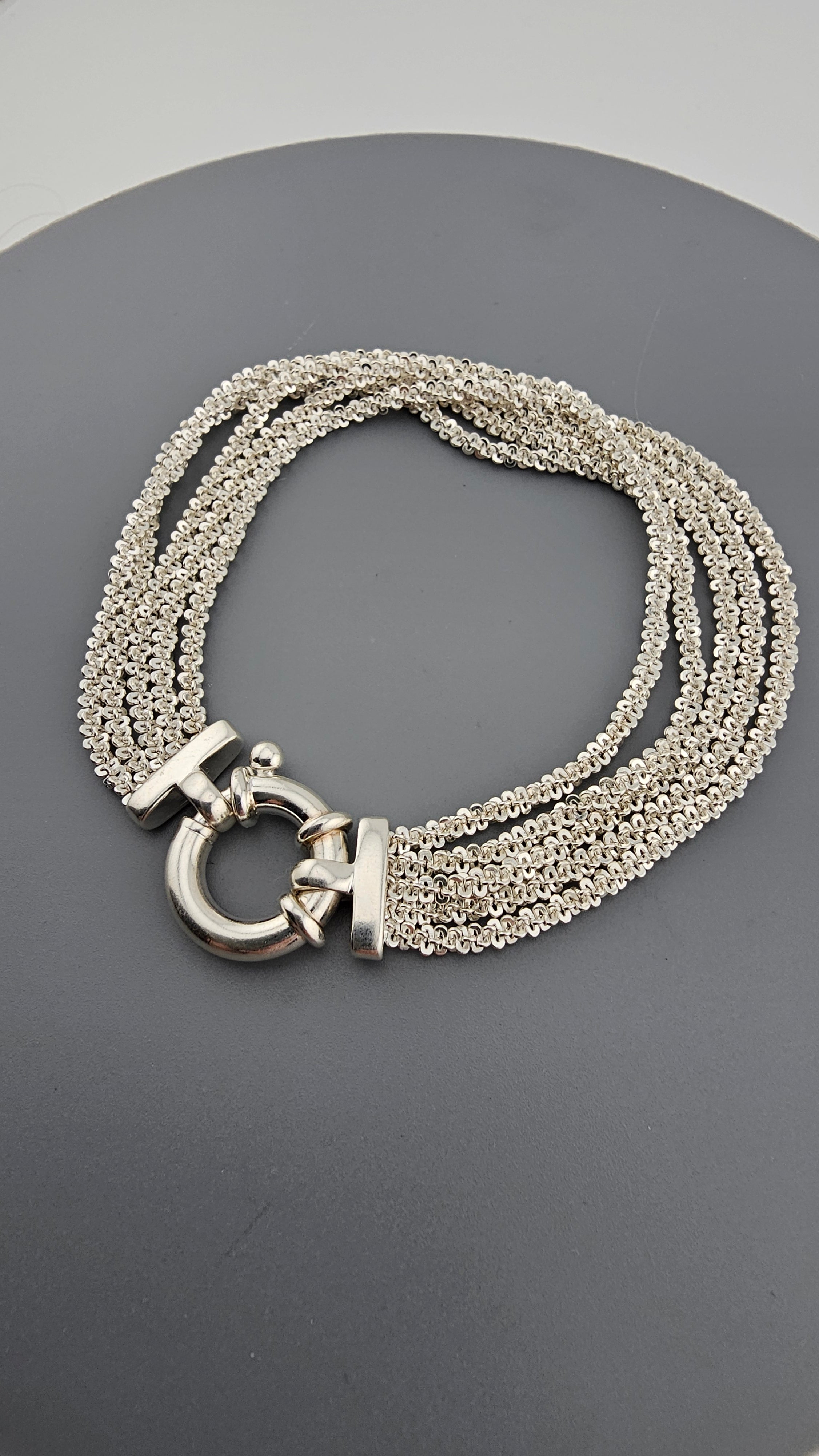 925 Sterling Silver MILOR Italy Fancy Chain  Multi  Row Bracelet