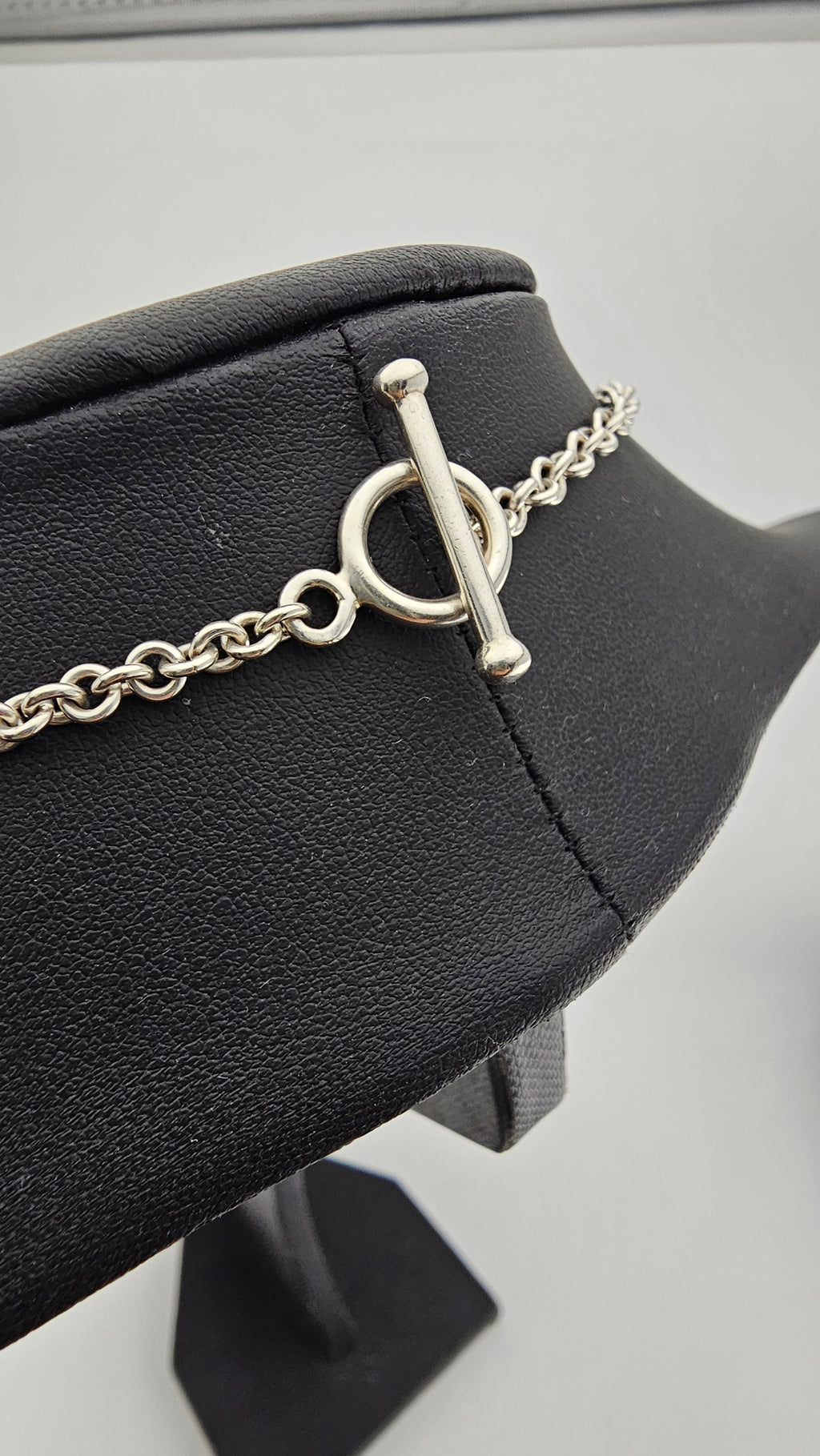 925 Sterling Silver Heart T-bar Toggle Necklace, lengt 41cm