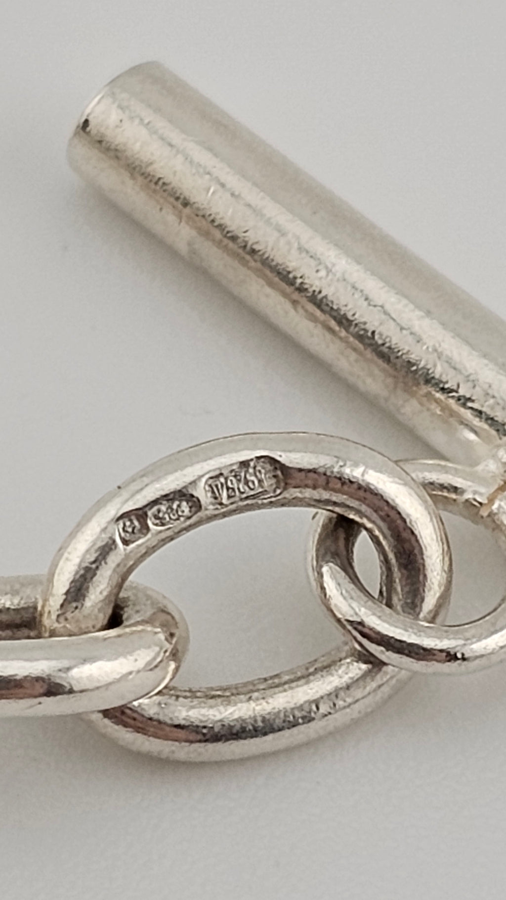 925 Sterling Silver Heart T-bar Toggle Necklace, lengt 41cm