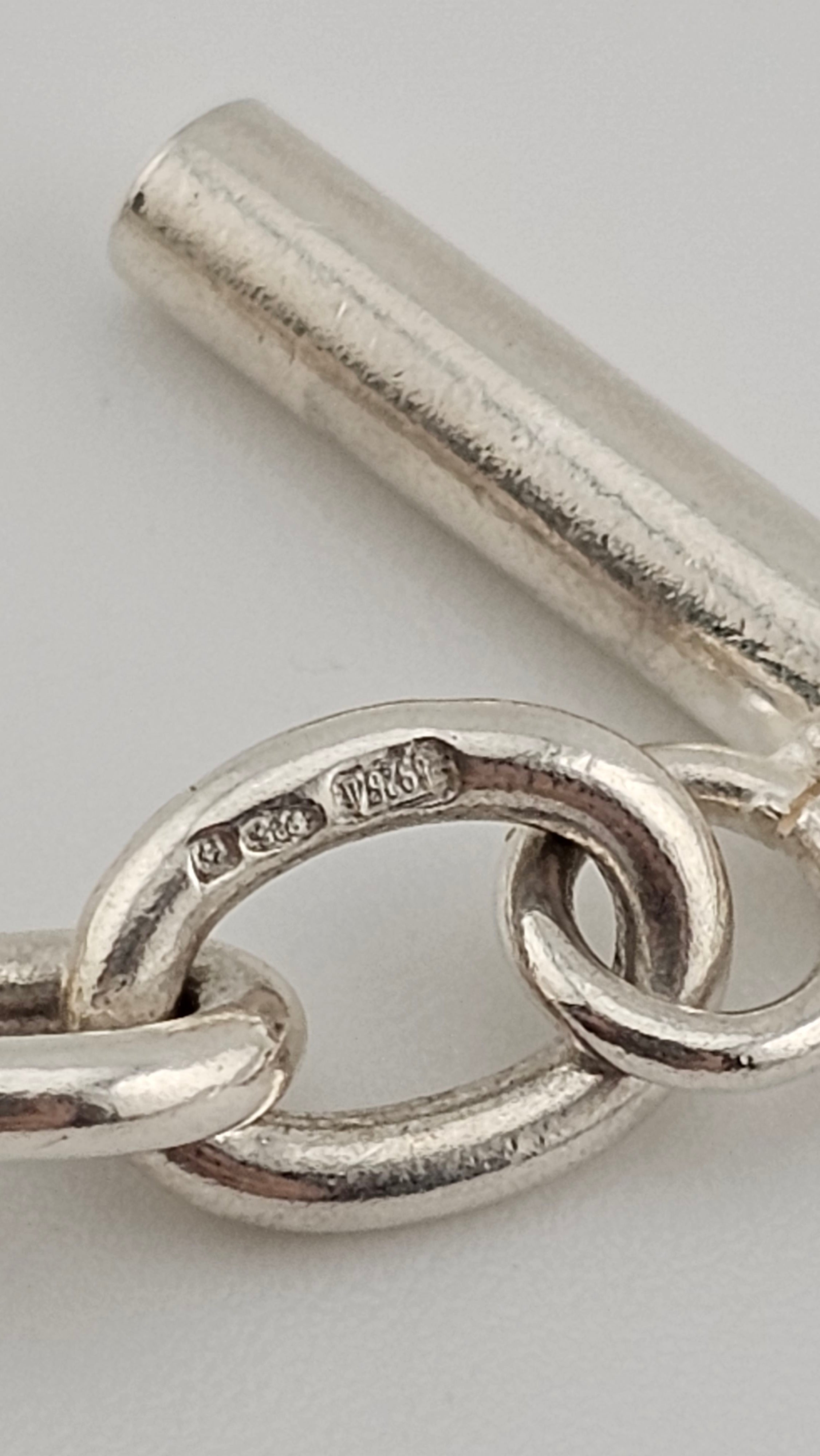 925 Sterling Silver Heart T-bar Toggle Necklace, lengt 41cm