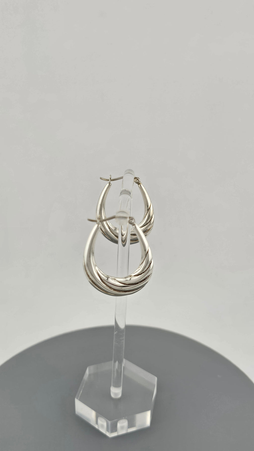 925 Sterling Silver Creole Twist Hoop Earrings Vintage