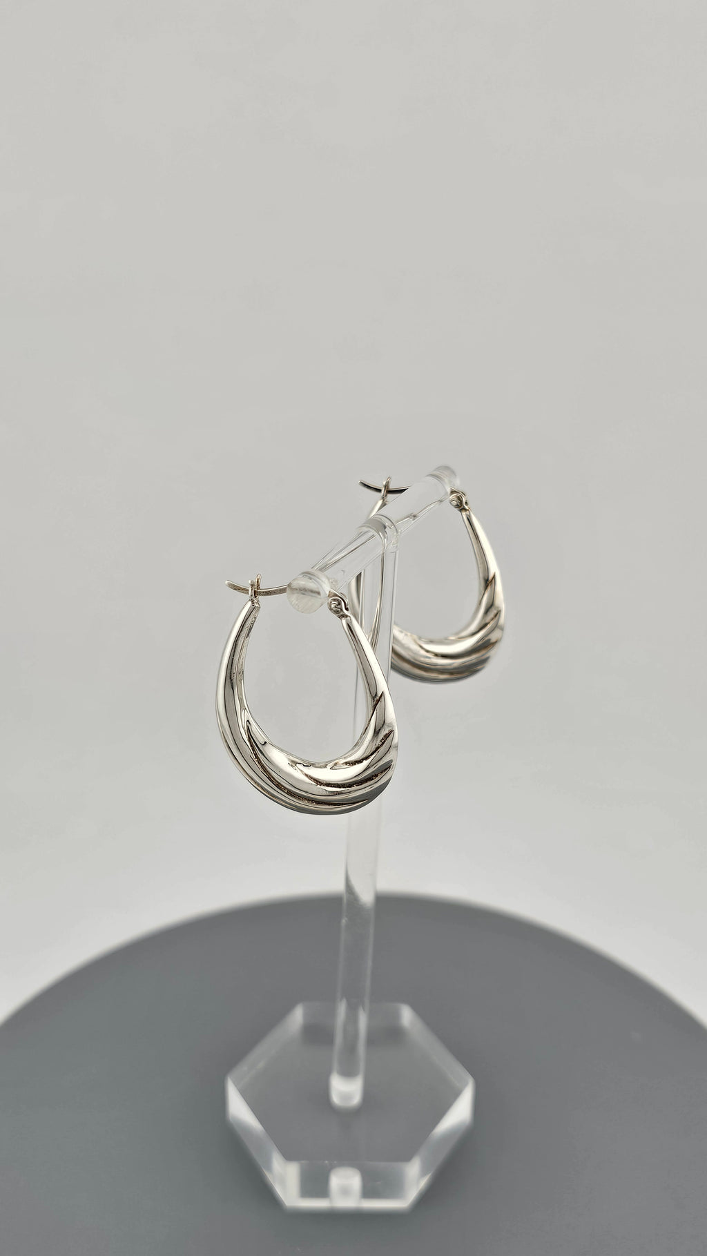 925 Sterling Silver Creole Twist Hoop Earrings Vintage