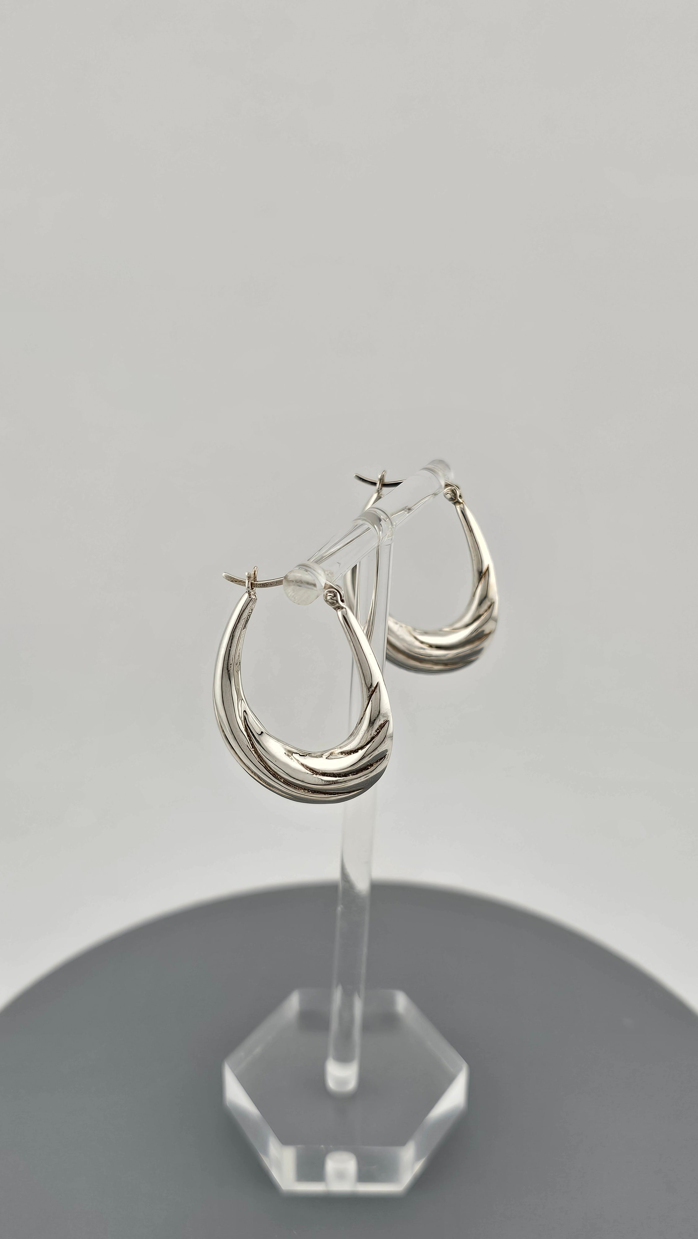 925 Sterling Silver Creole Twist Hoop Earrings Vintage