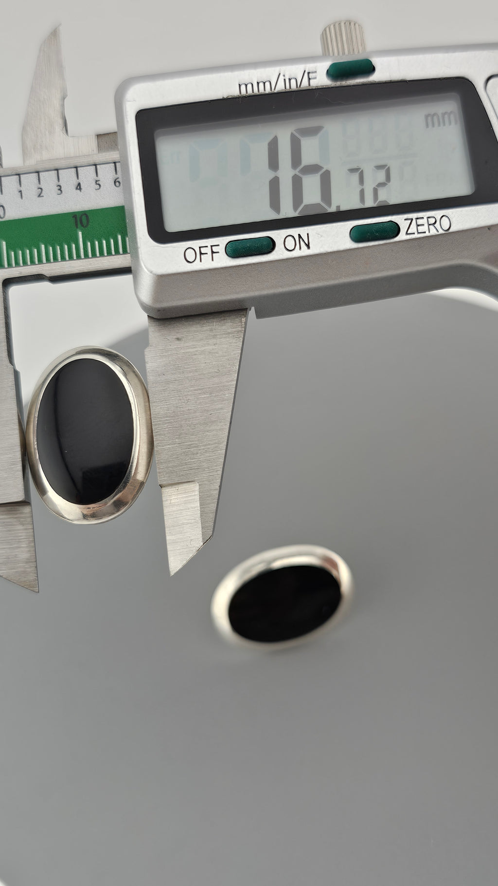 925 Sterling Silver Large Oval Stud Earrings set with Black Onyx