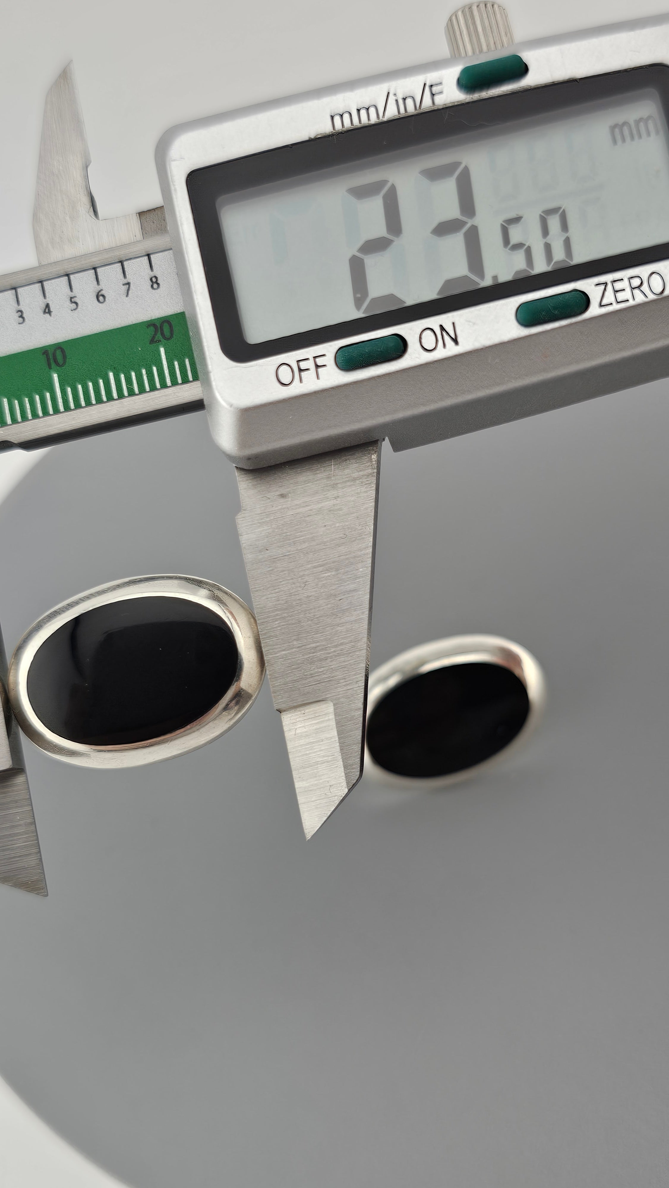 925 Sterling Silver Large Oval Stud Earrings set with Black Onyx