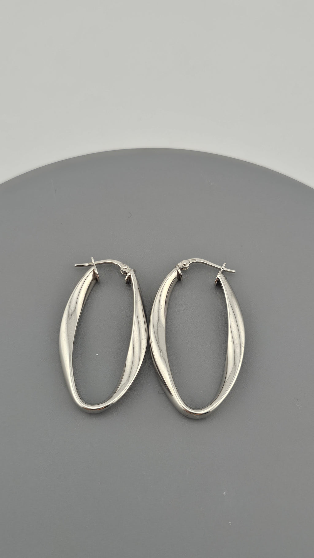 Sterling Silver Oval Twisted Hoop Earrings