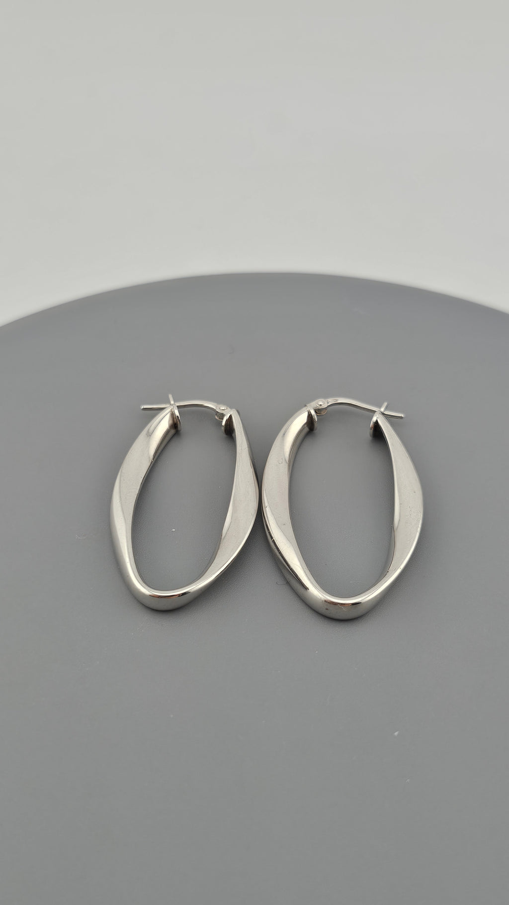 Sterling Silver Oval Twisted Hoop Earrings