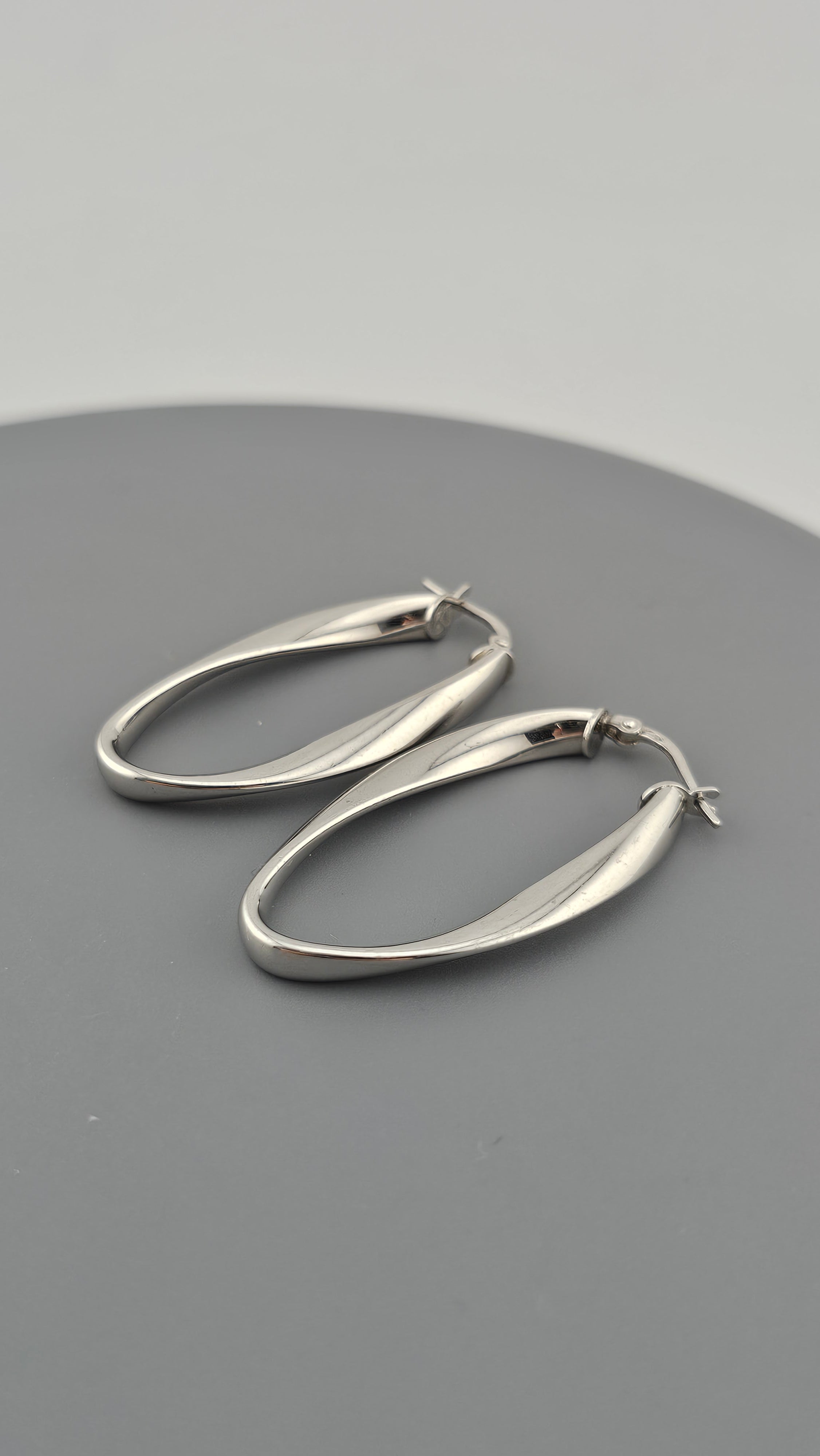 Sterling Silver Oval Twisted Hoop Earrings
