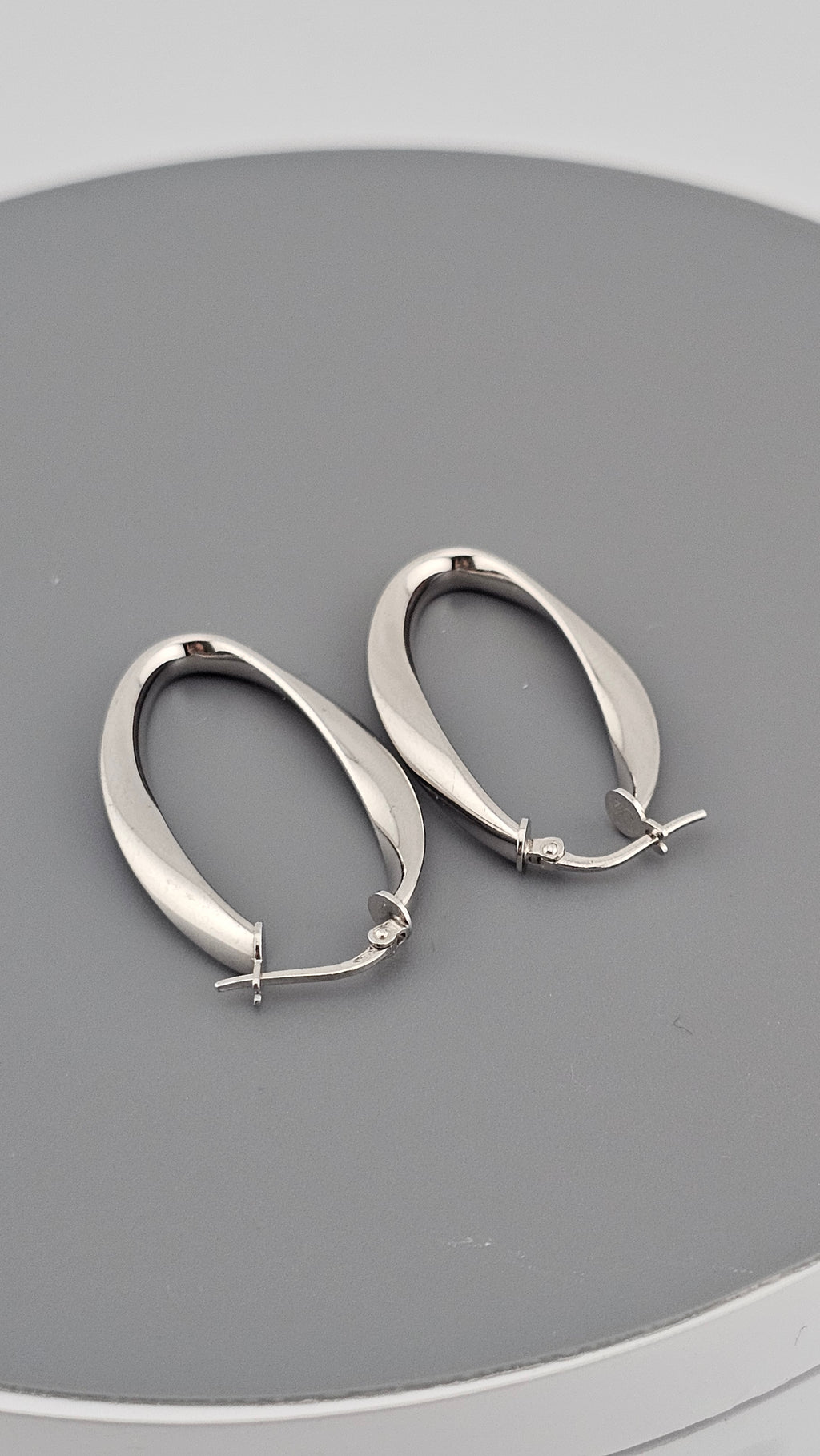 Sterling Silver Oval Twisted Hoop Earrings