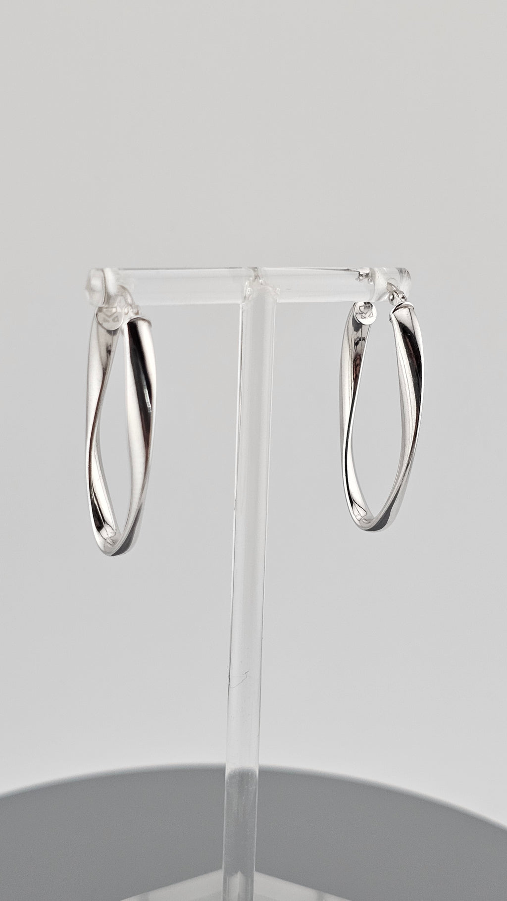 Sterling Silver Oval Twisted Hoop Earrings