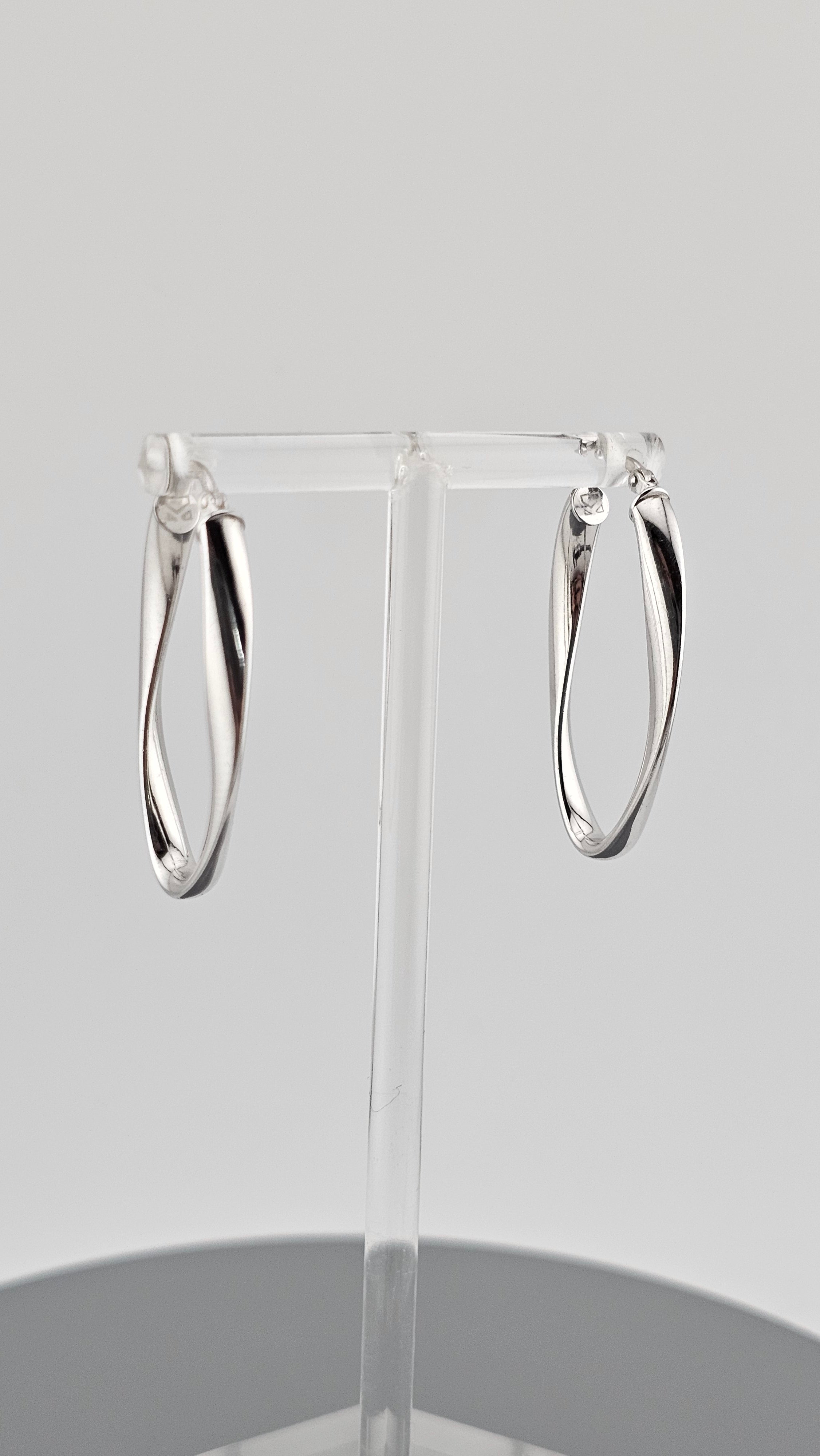 Sterling Silver Oval Twisted Hoop Earrings