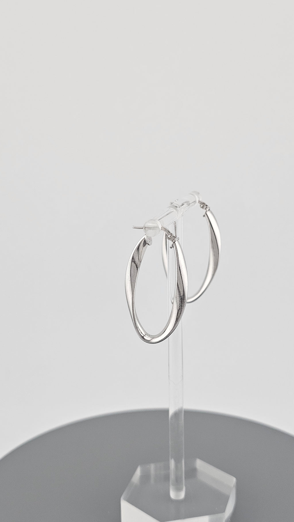 Sterling Silver Oval Twisted Hoop Earrings