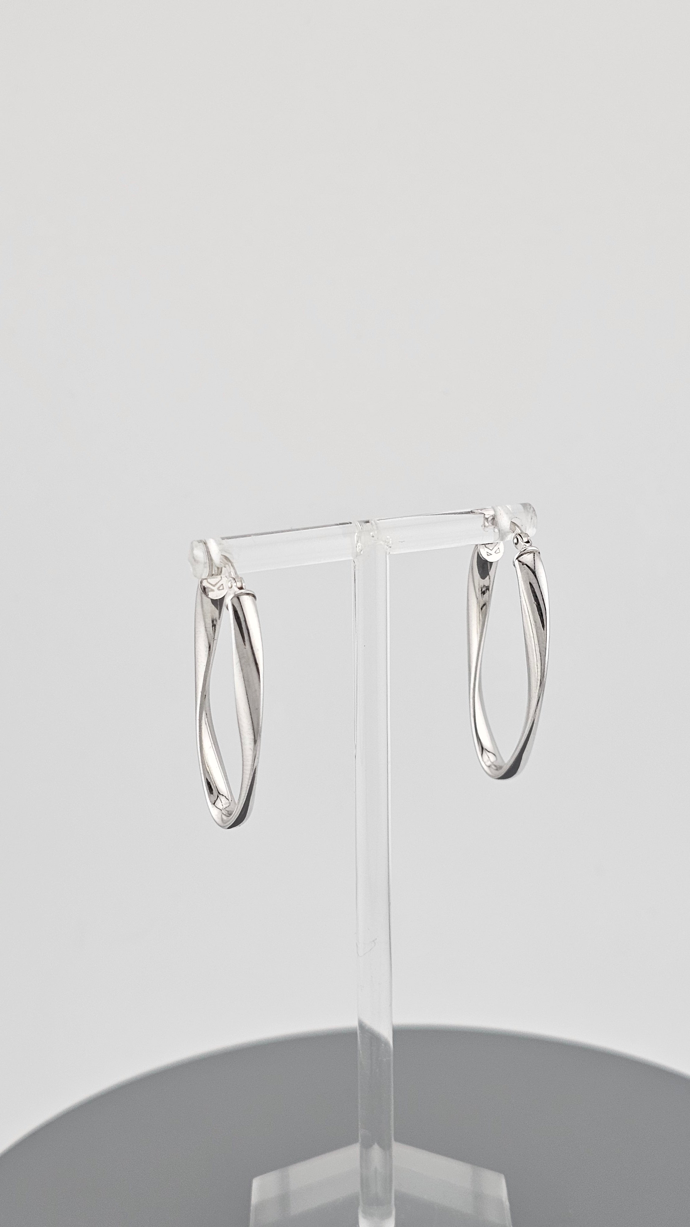 Sterling Silver Oval Twisted Hoop Earrings