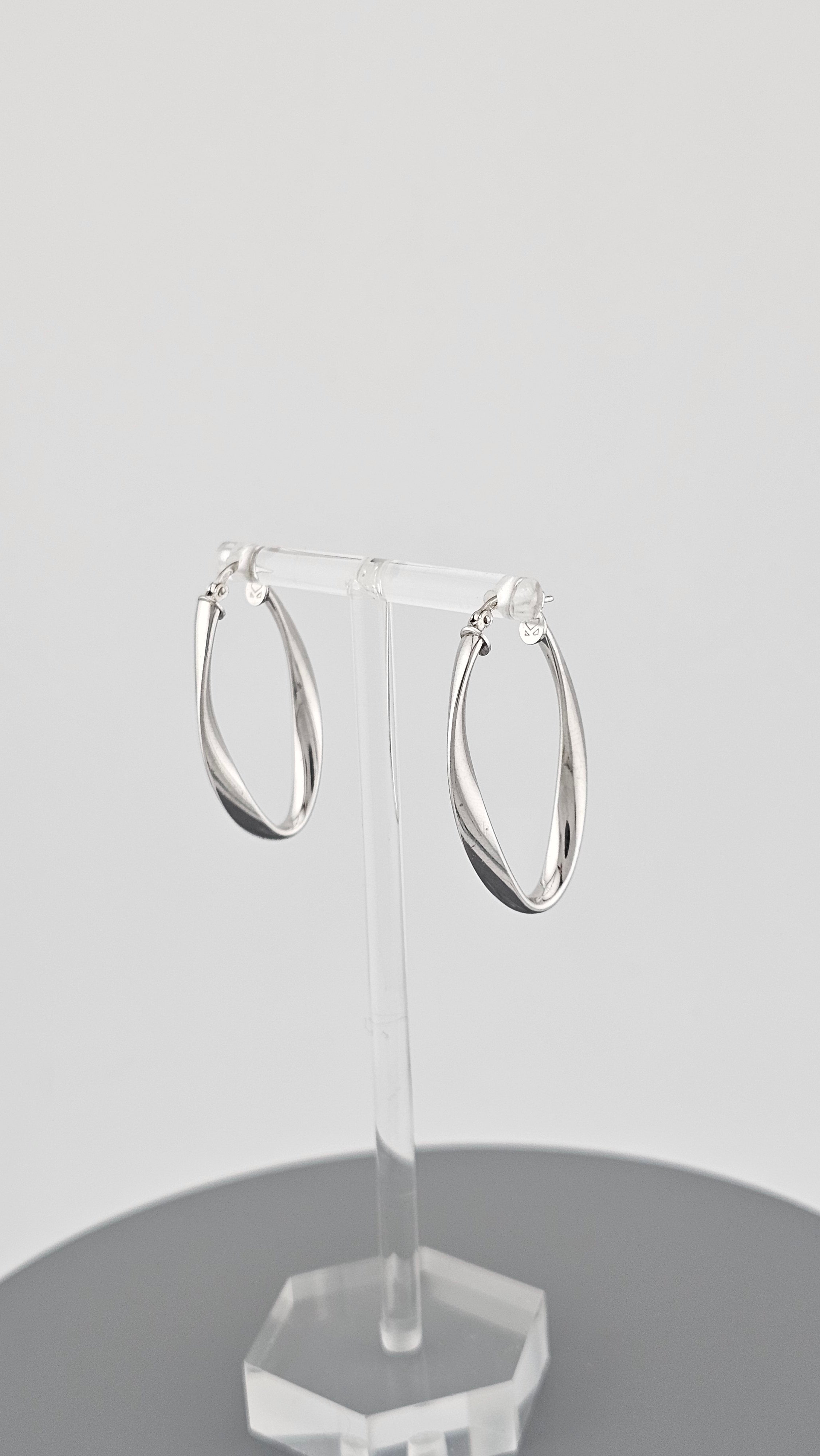 Sterling Silver Oval Twisted Hoop Earrings