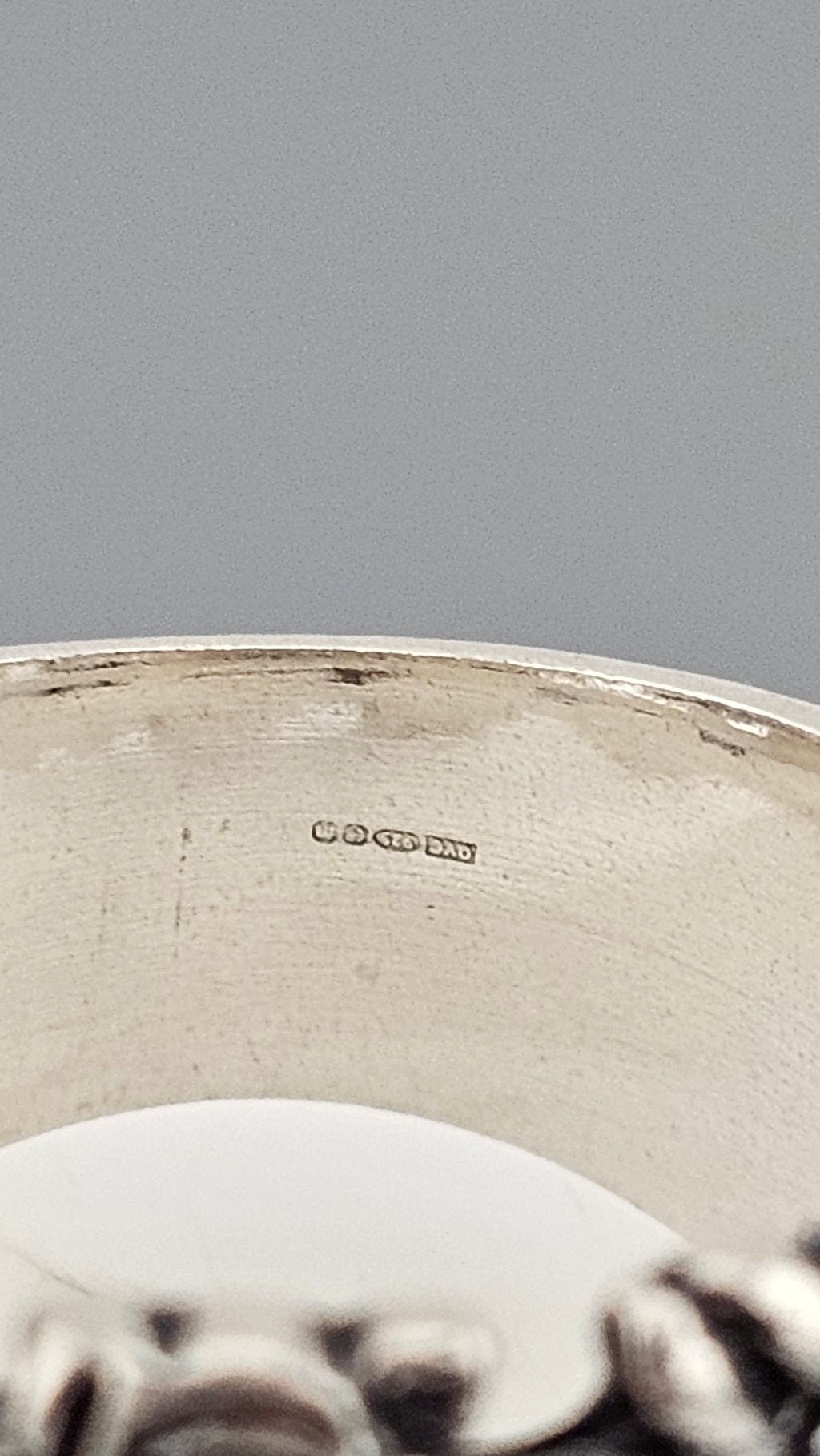 Sterling Silver Wide Band Ring Featuring Floral Cut Out Design, size P 1/2