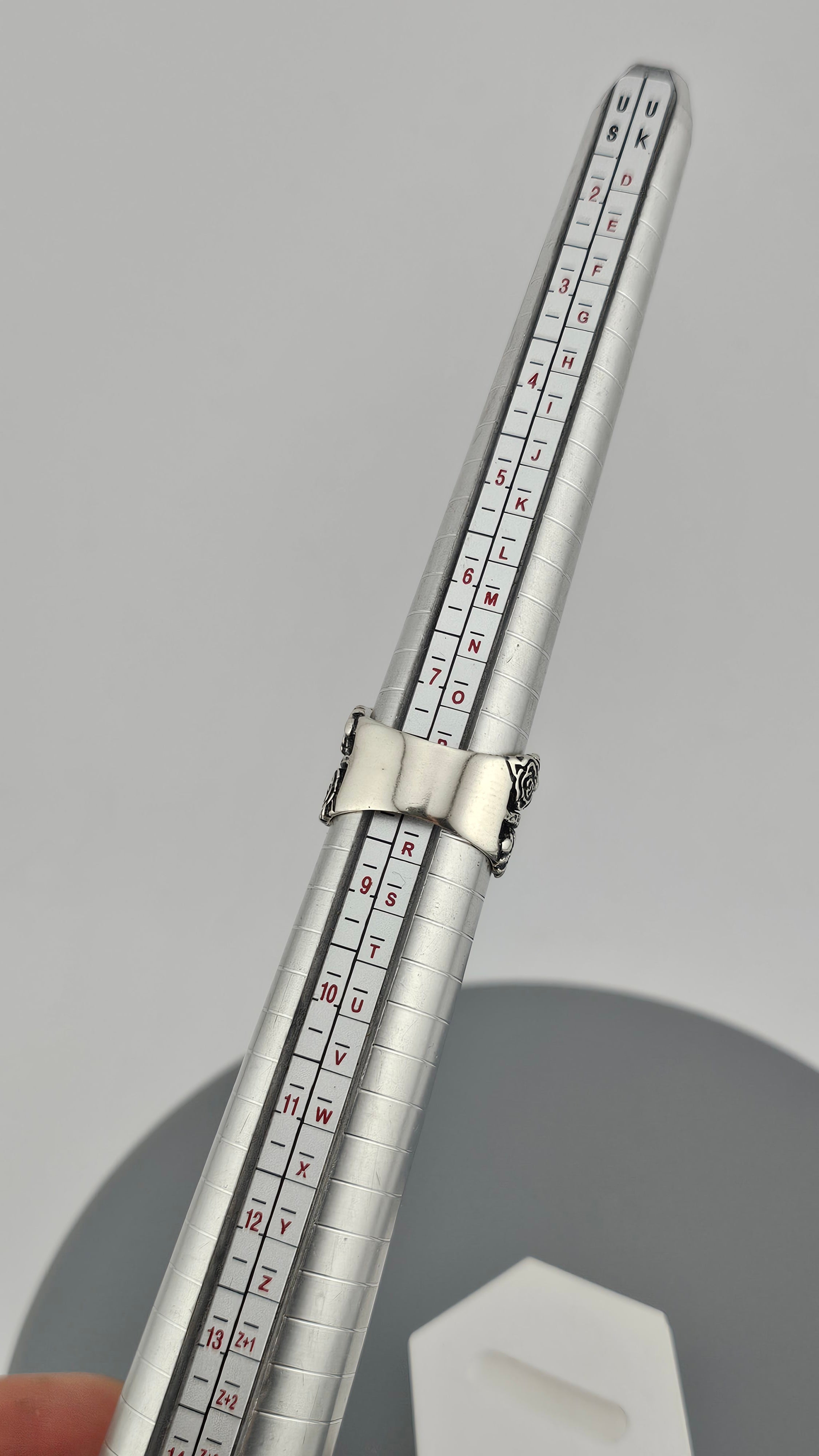 Sterling Silver Wide Band Ring Featuring Floral Cut Out Design, size P 1/2