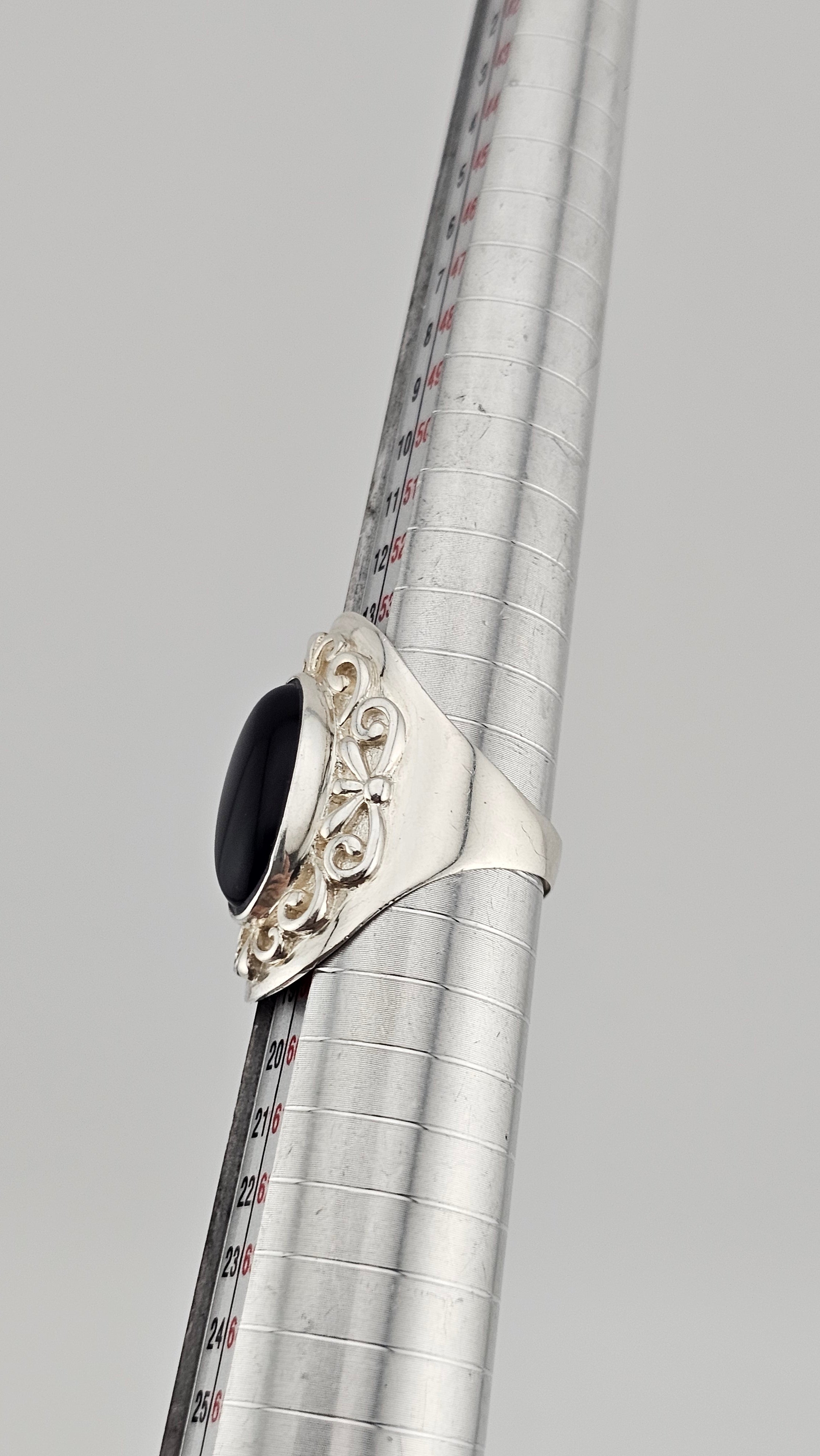 Vintage Black Onyx Sterling Silver Statement Ring, size P