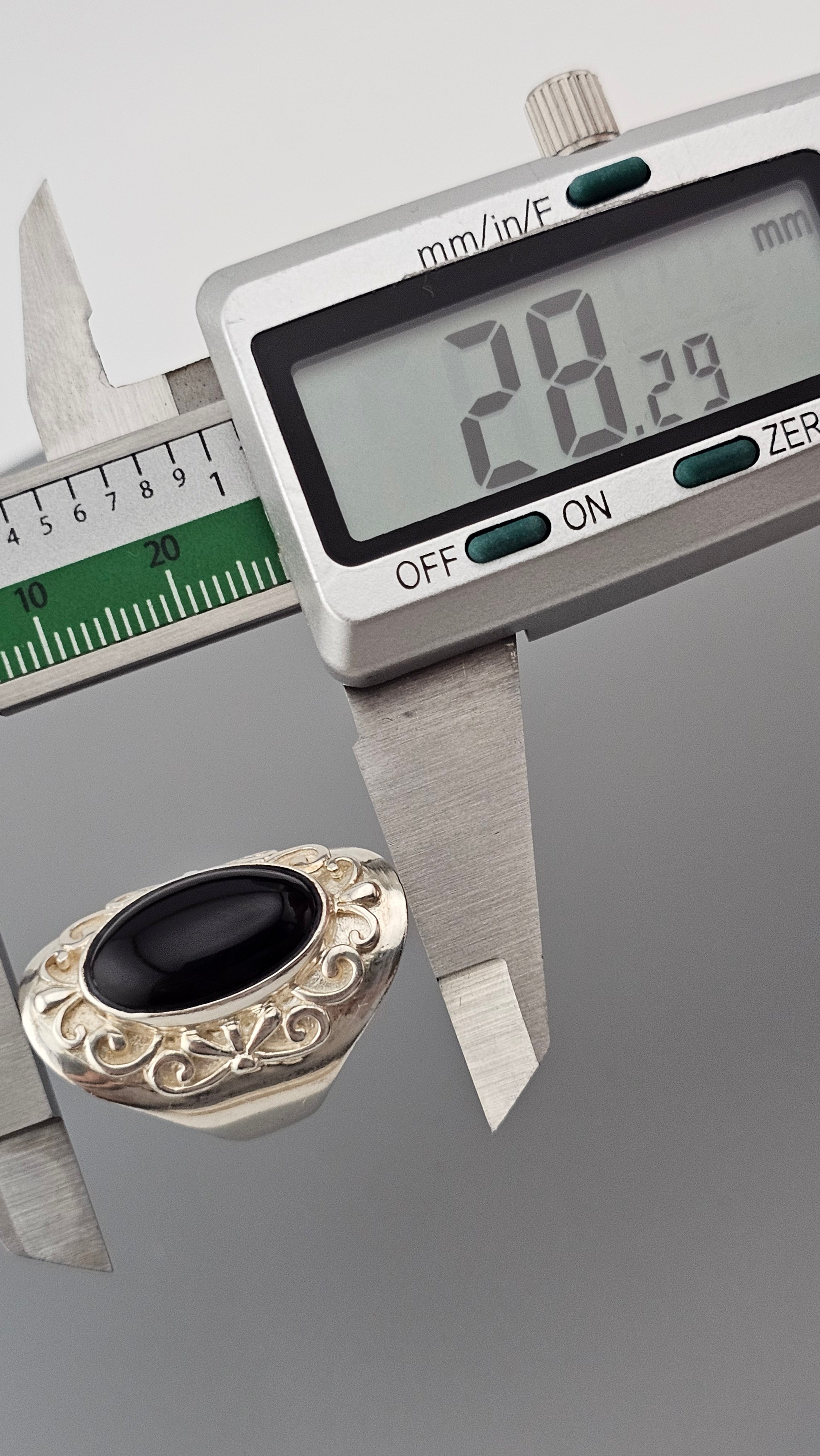 Vintage Black Onyx Sterling Silver Statement Ring, size P